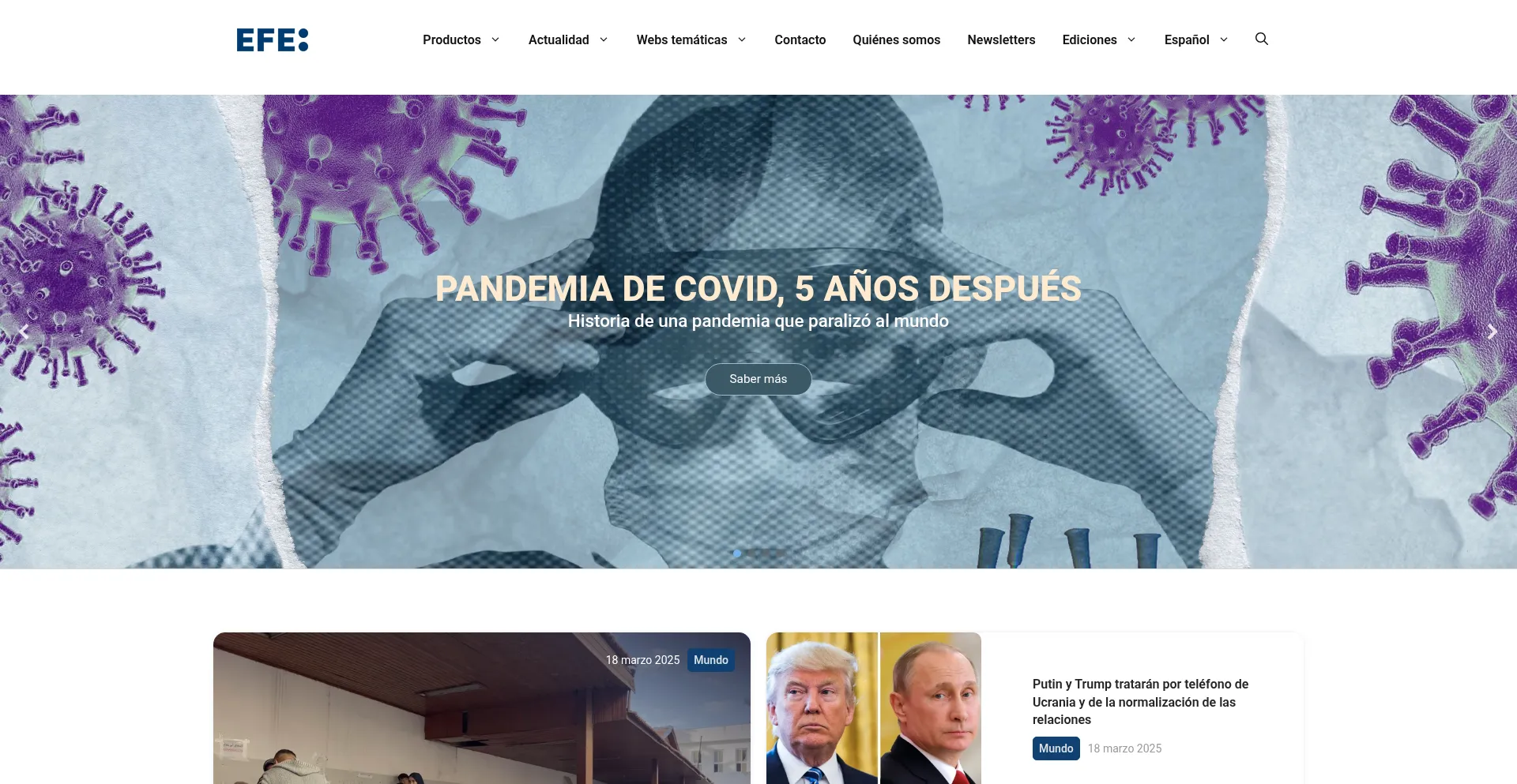 Website screenshot of Efe.com
