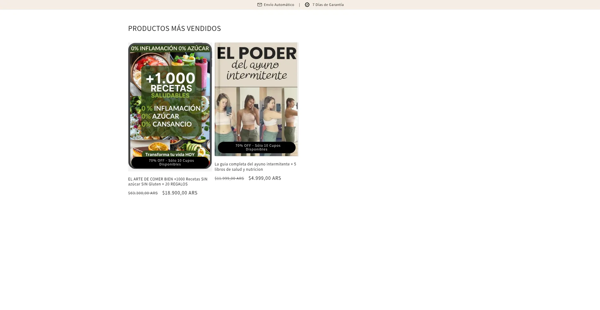 Website screenshot of Elartedecomerbien.online