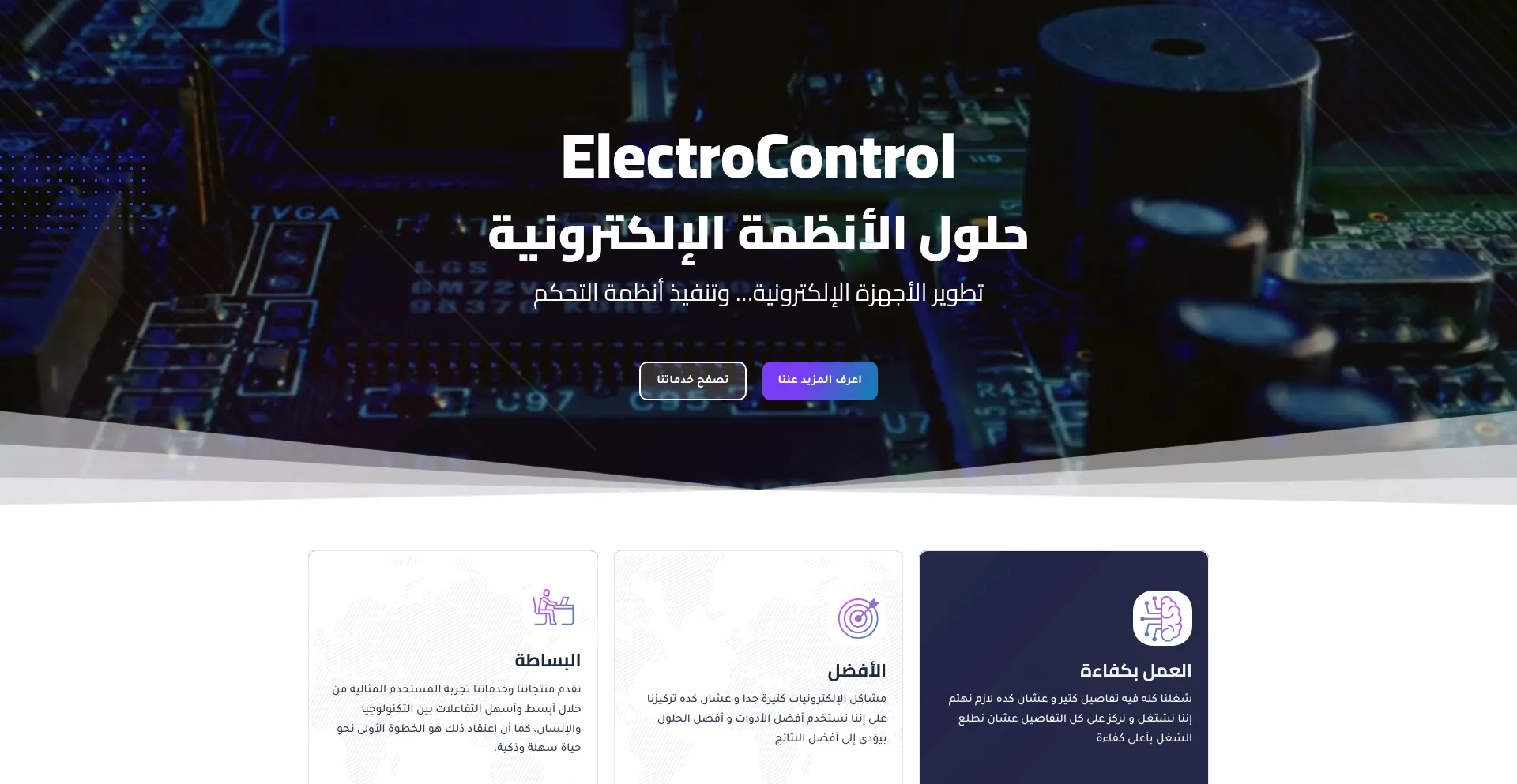 Website screenshot of Electrocontrol-eg.com