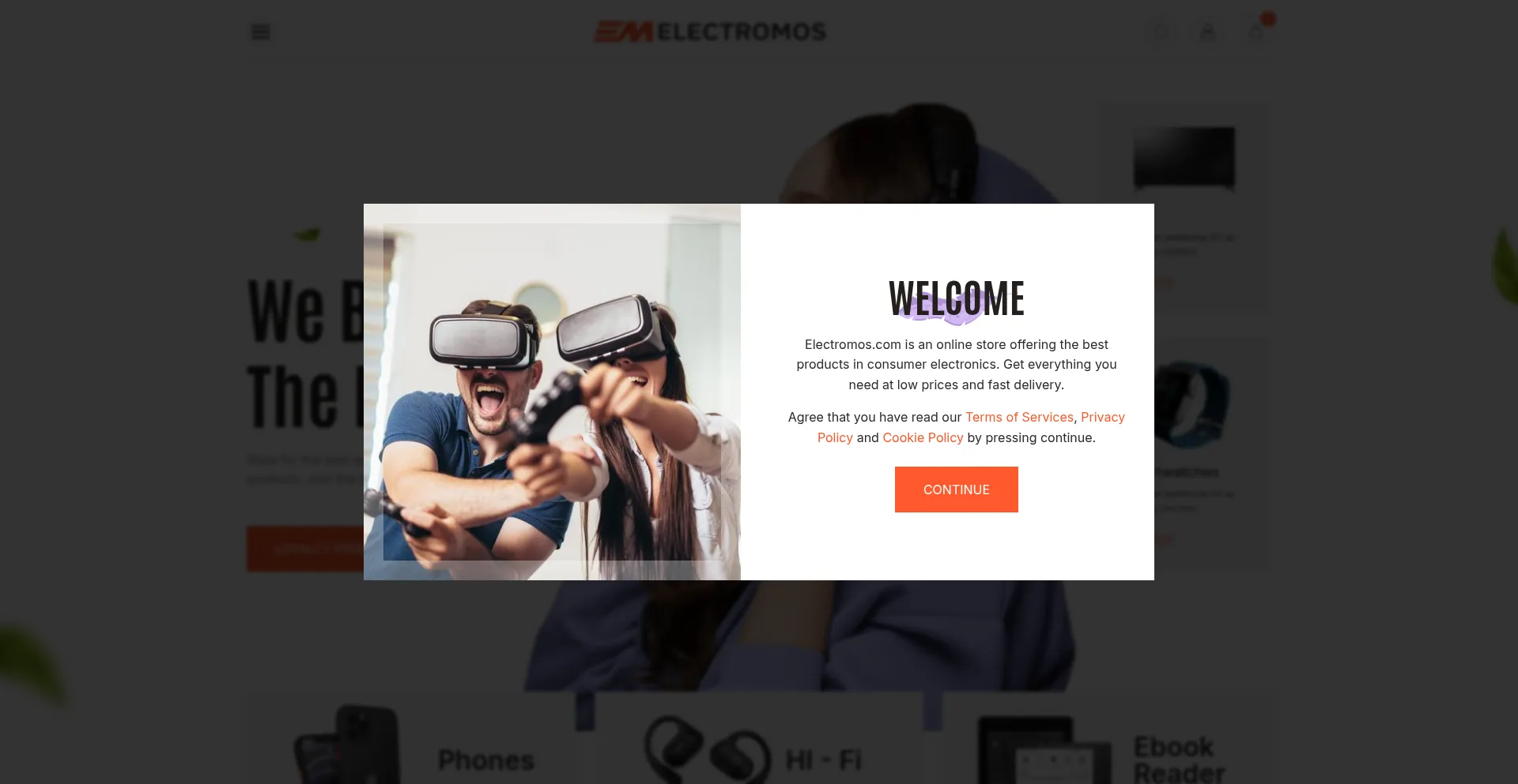 Website screenshot of Electromos.com