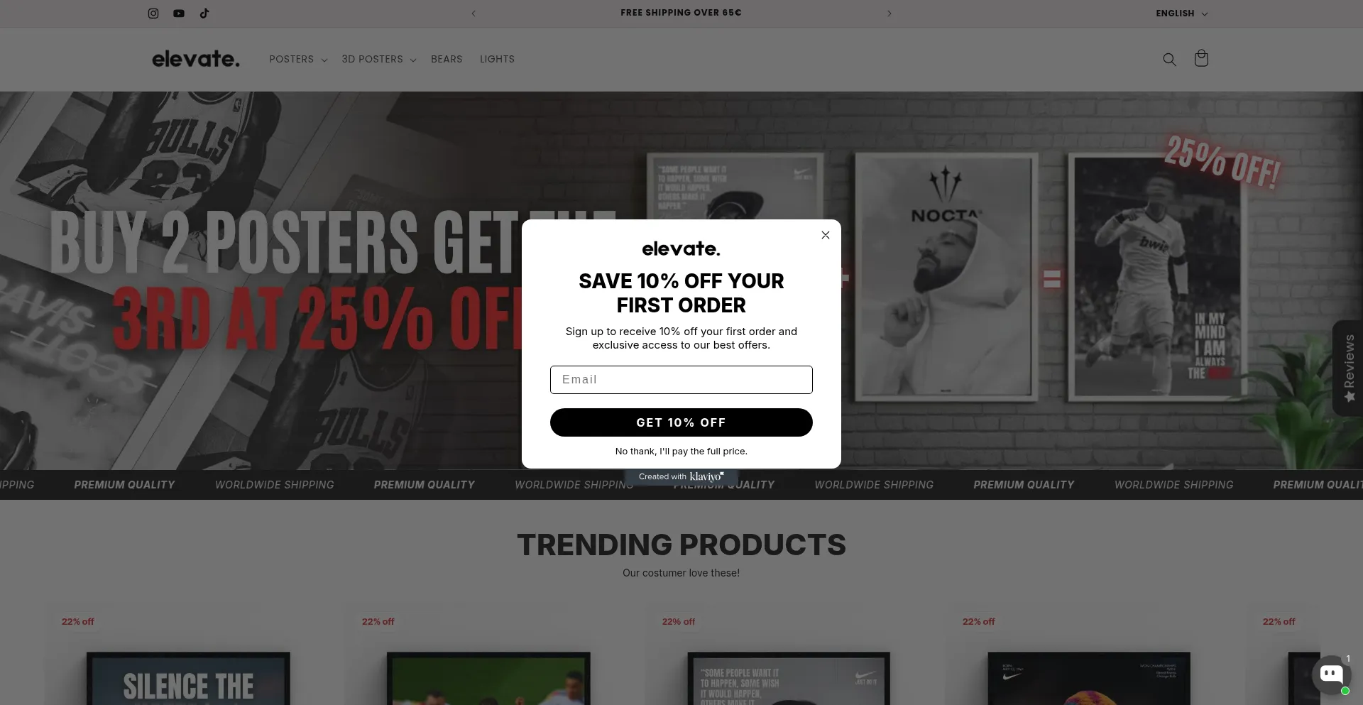 Website screenshot of Elevateyouroom.com
