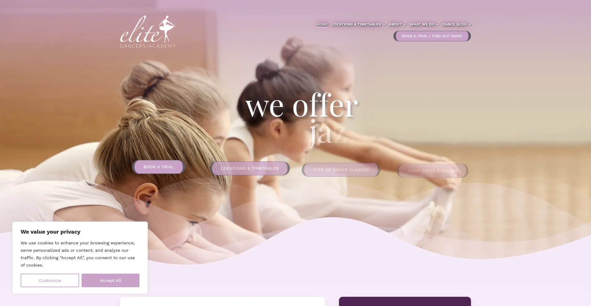 Website screenshot of Elitedancersacademy.com