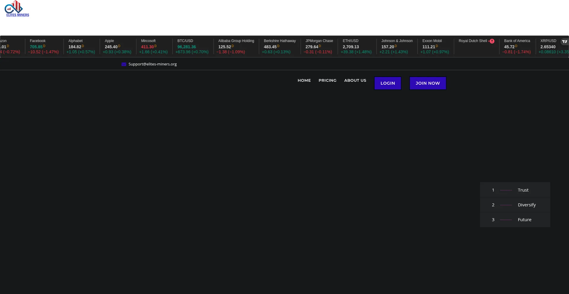 Website screenshot of Elites-miners.org
