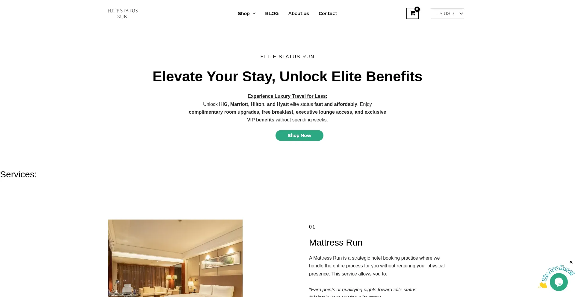Website screenshot of Elitestatus.run