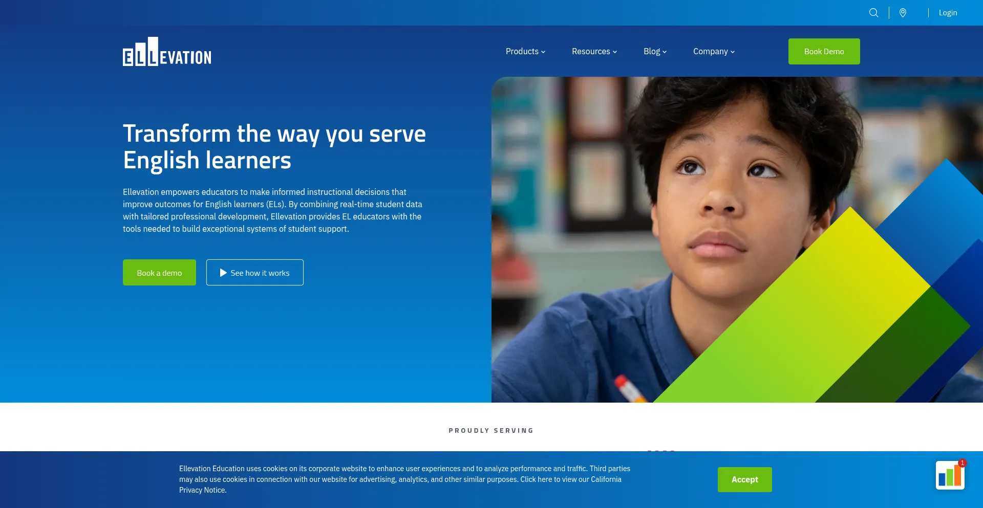 Website screenshot of Ellevationeducation.com