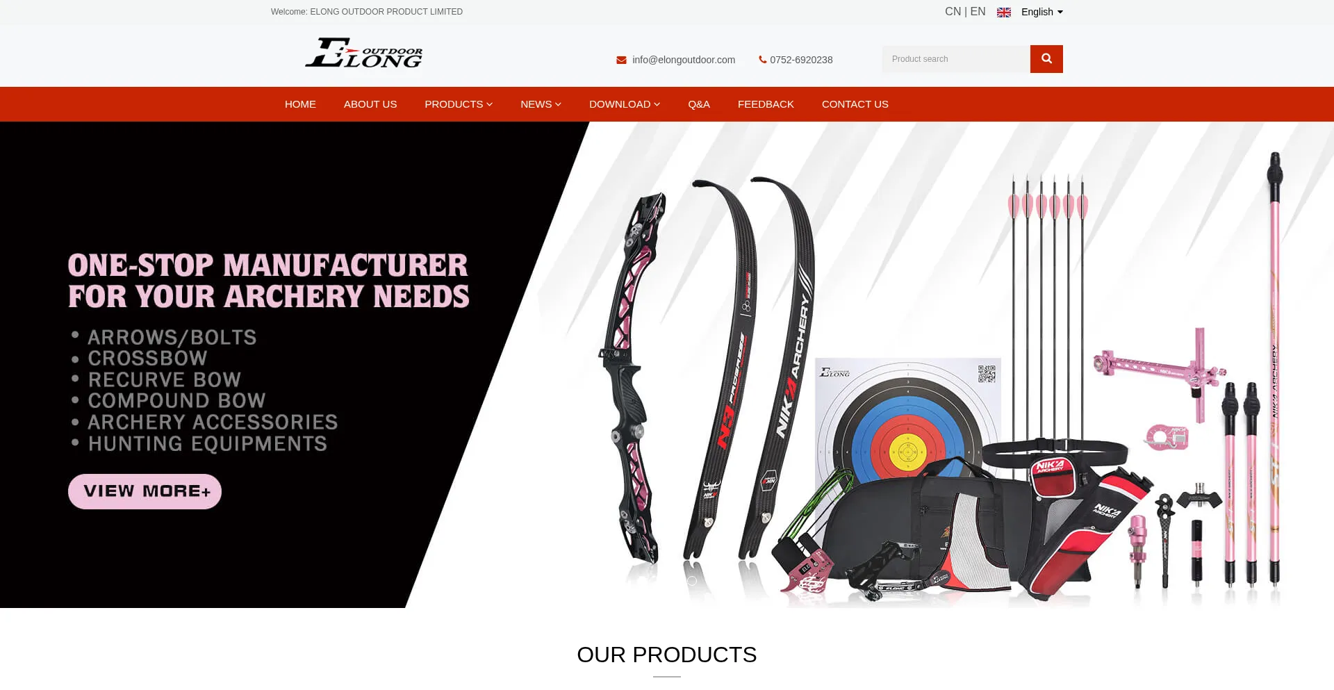 Website screenshot of Elongoutdoor.com