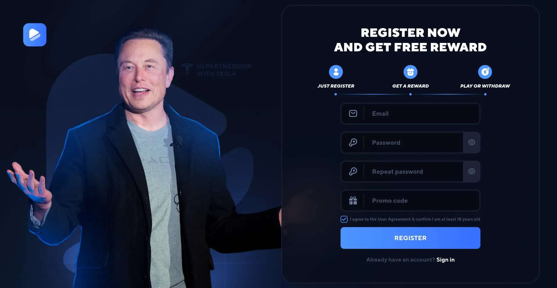 Website screenshot of Elonloot.com