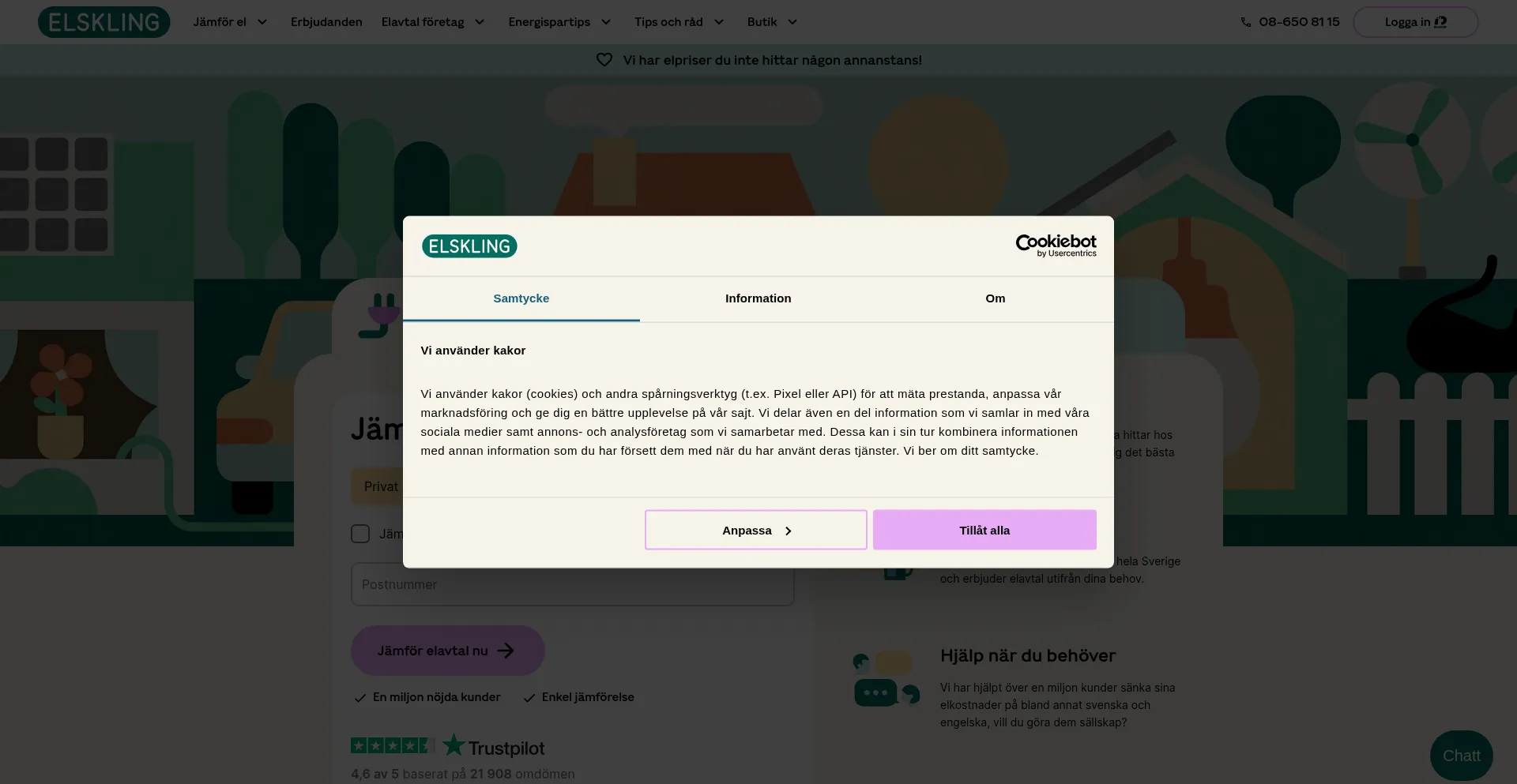 Website screenshot of Elskling.se