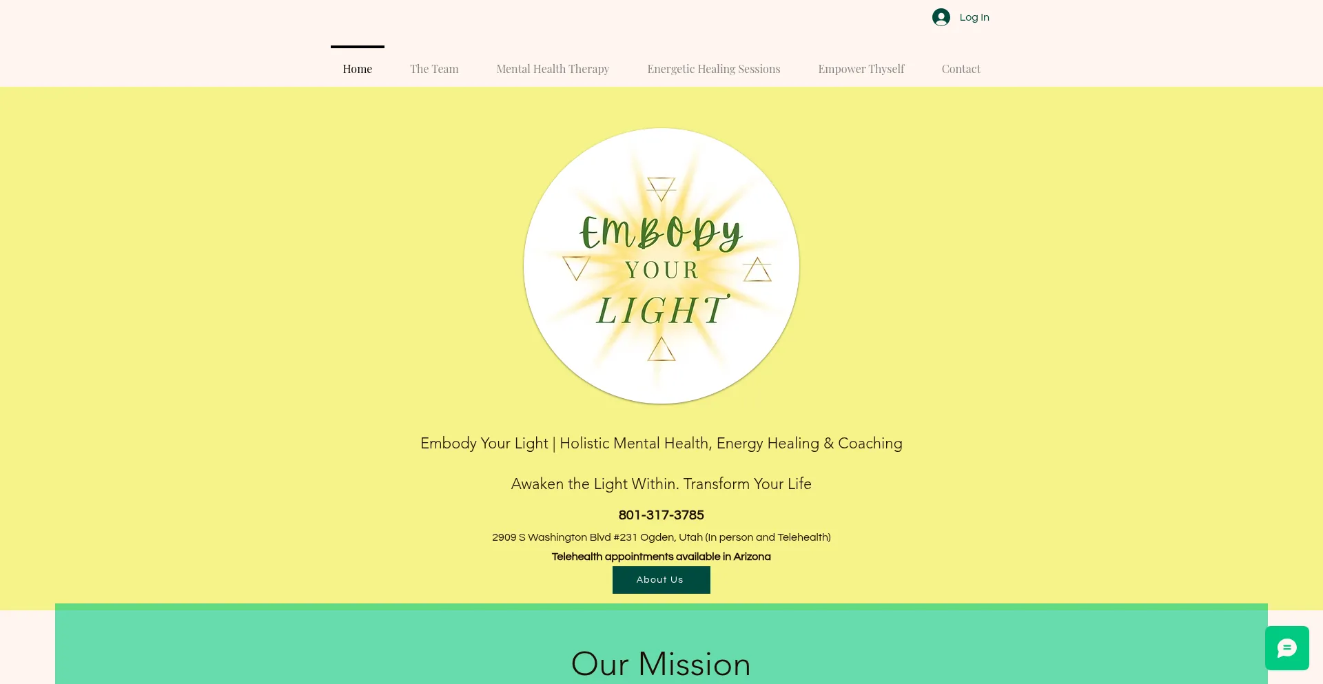 Website screenshot of Embodyyourlight.net