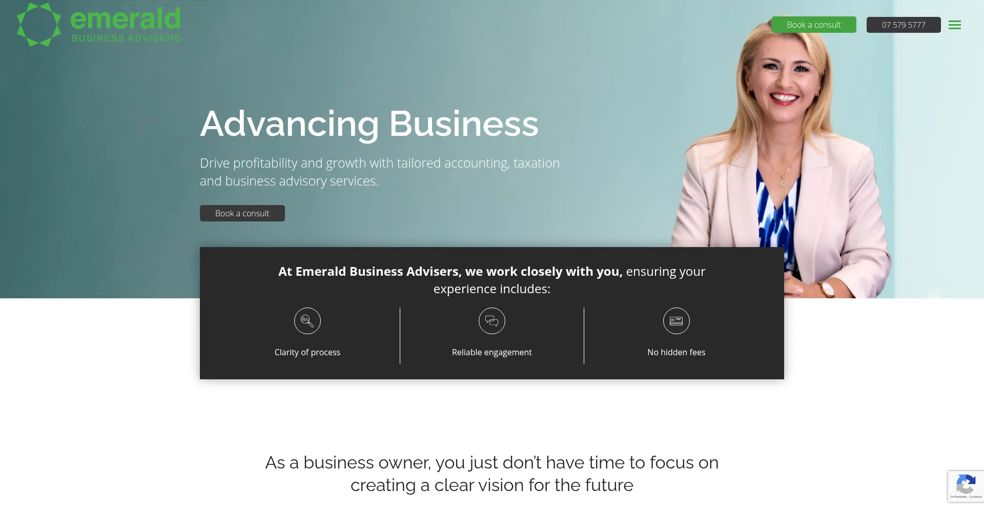Website screenshot of Emeraldbusinessadvisers.com