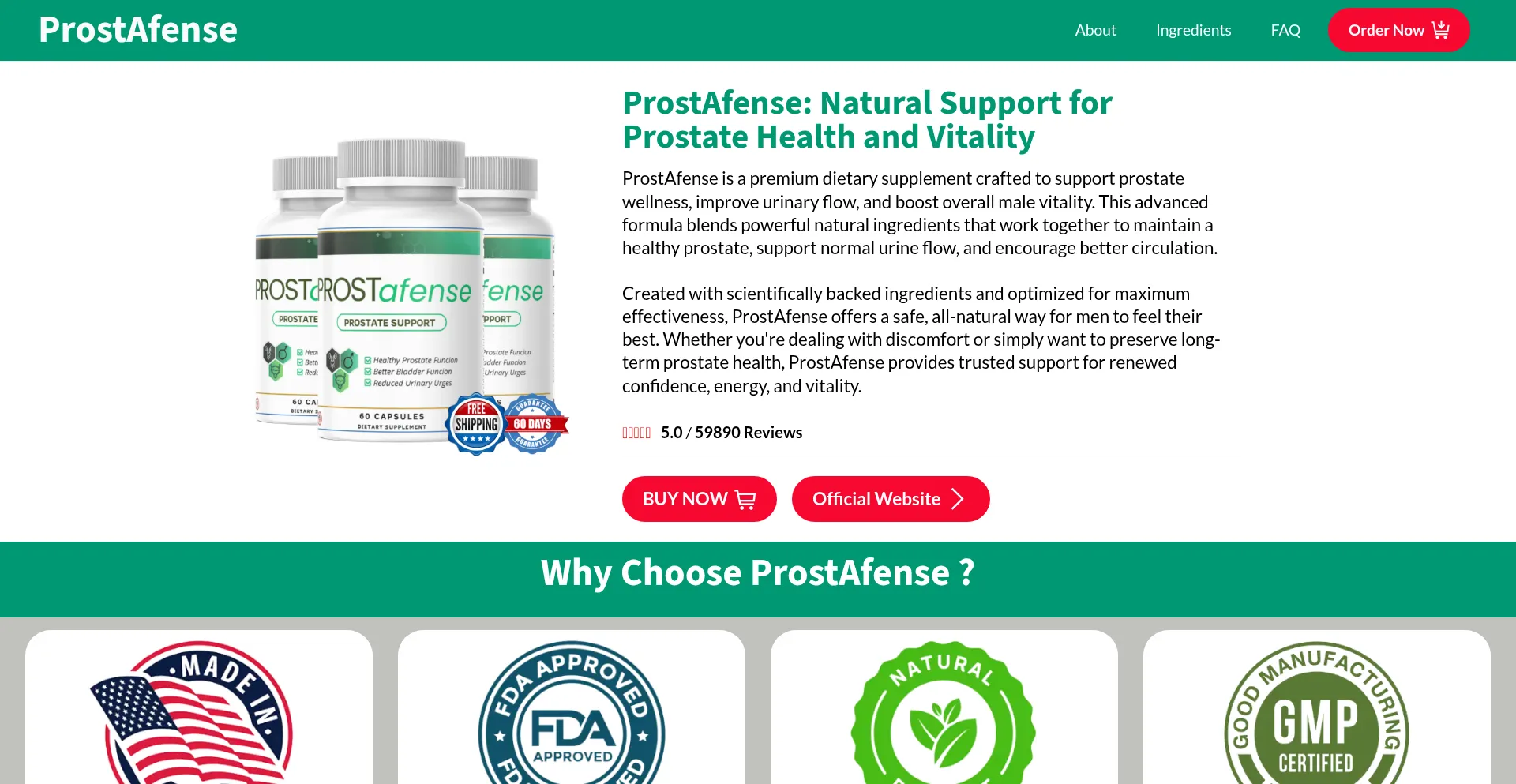 Website screenshot of En-us-prostafense.us