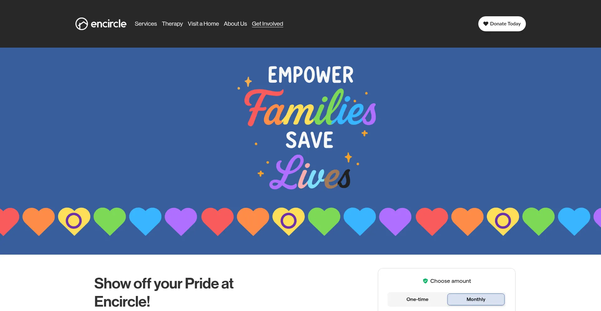 Website screenshot of Encircletogether.org