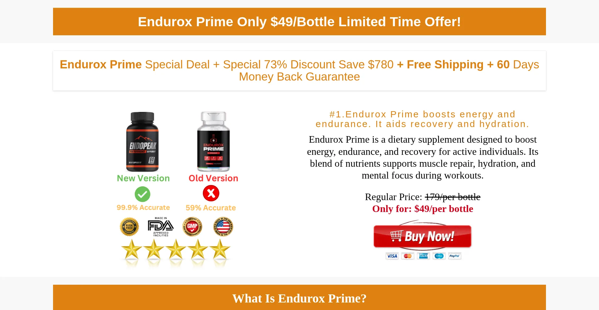 Website screenshot of Enduroxprime.co
