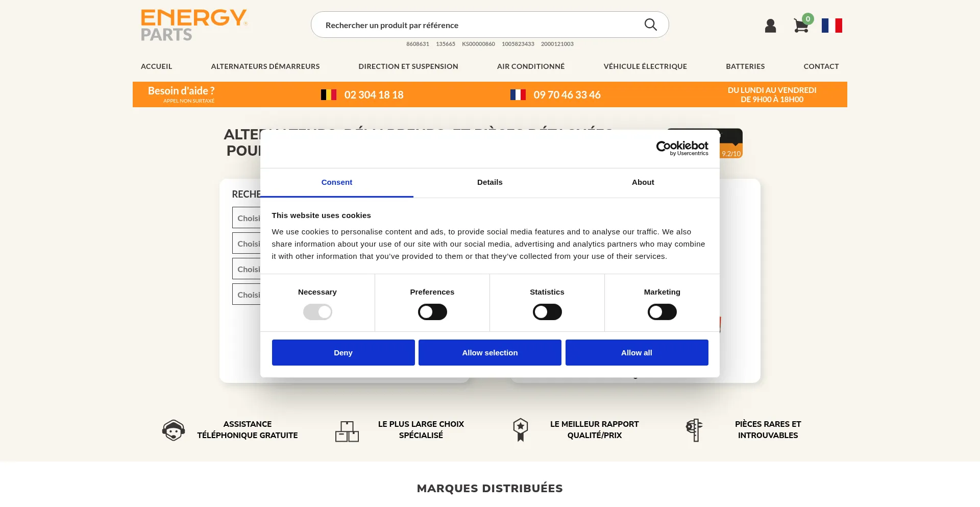 Website screenshot of Energyparts-shop.com