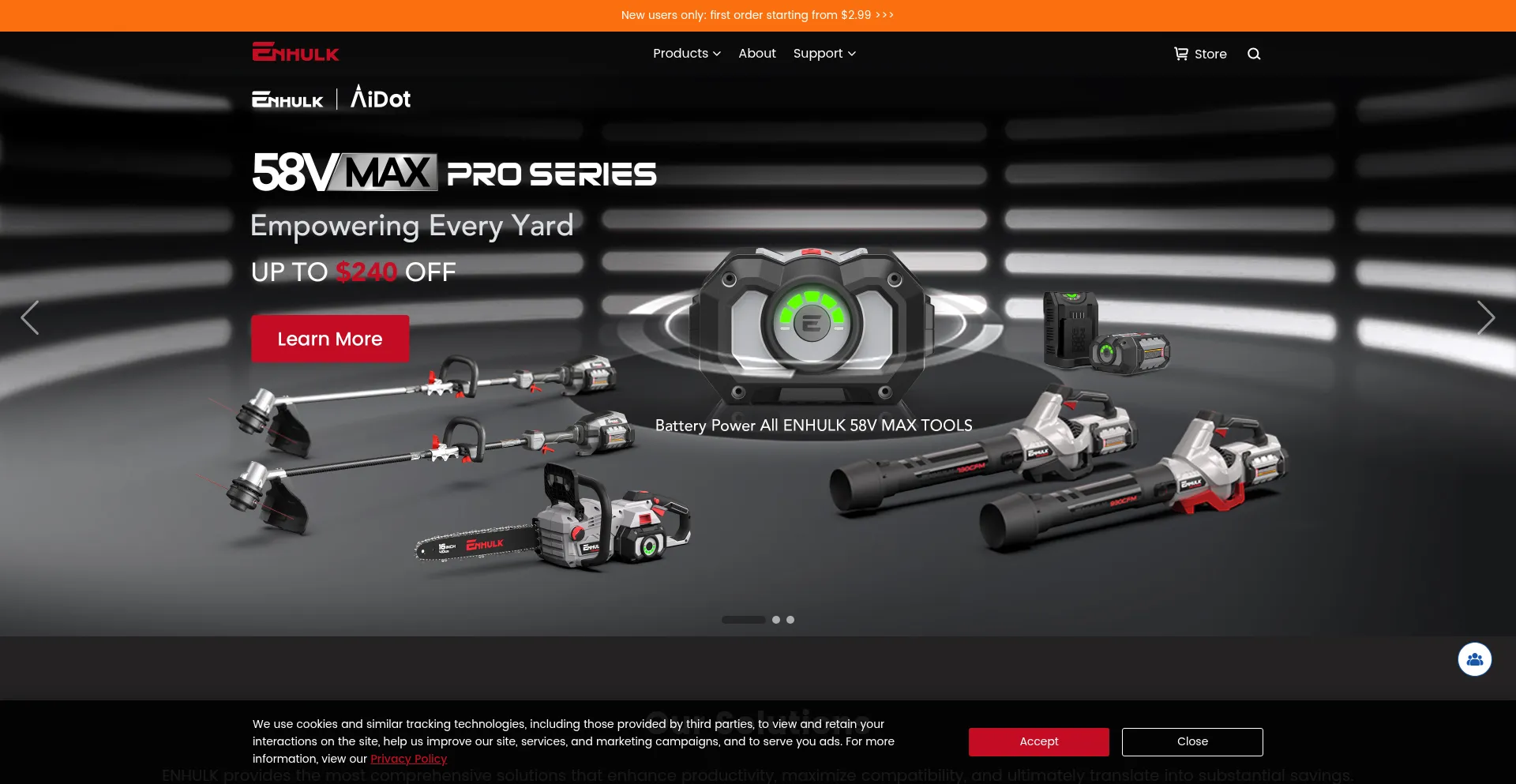 Website screenshot of Enhulktools.com