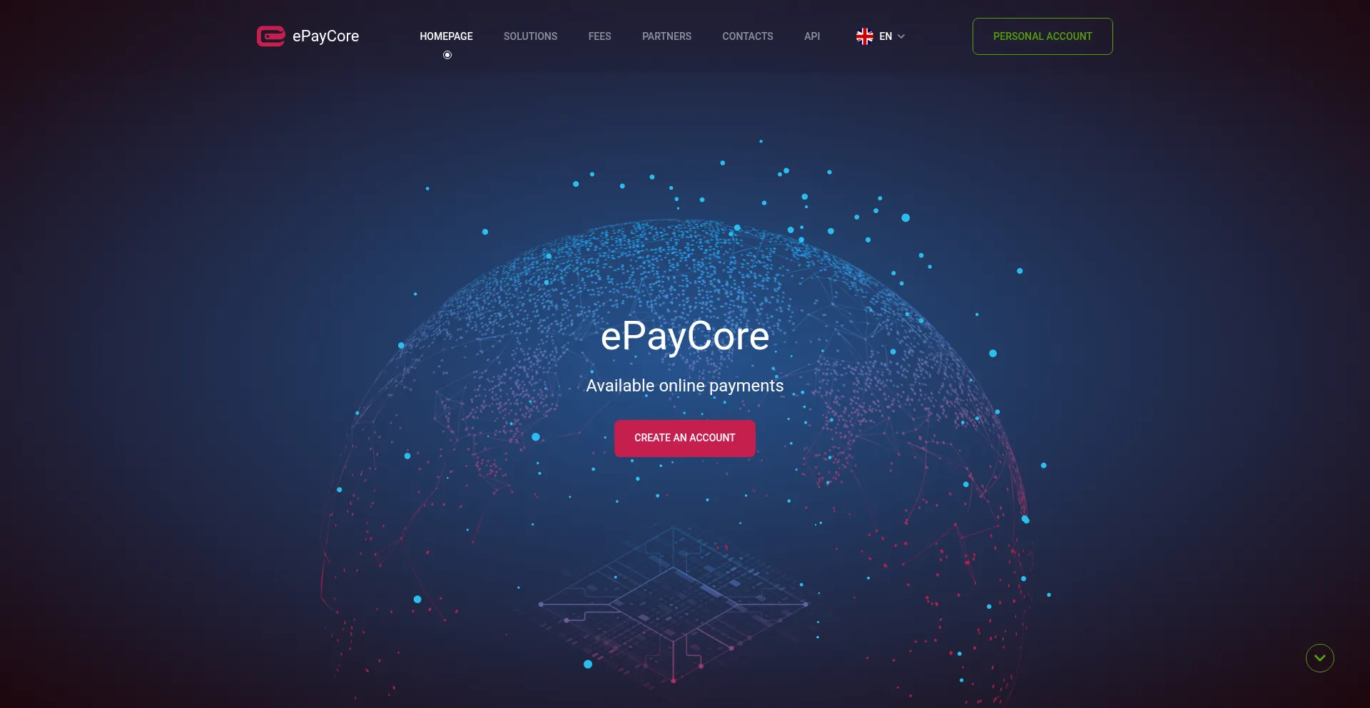 Website screenshot of Epaycore.com