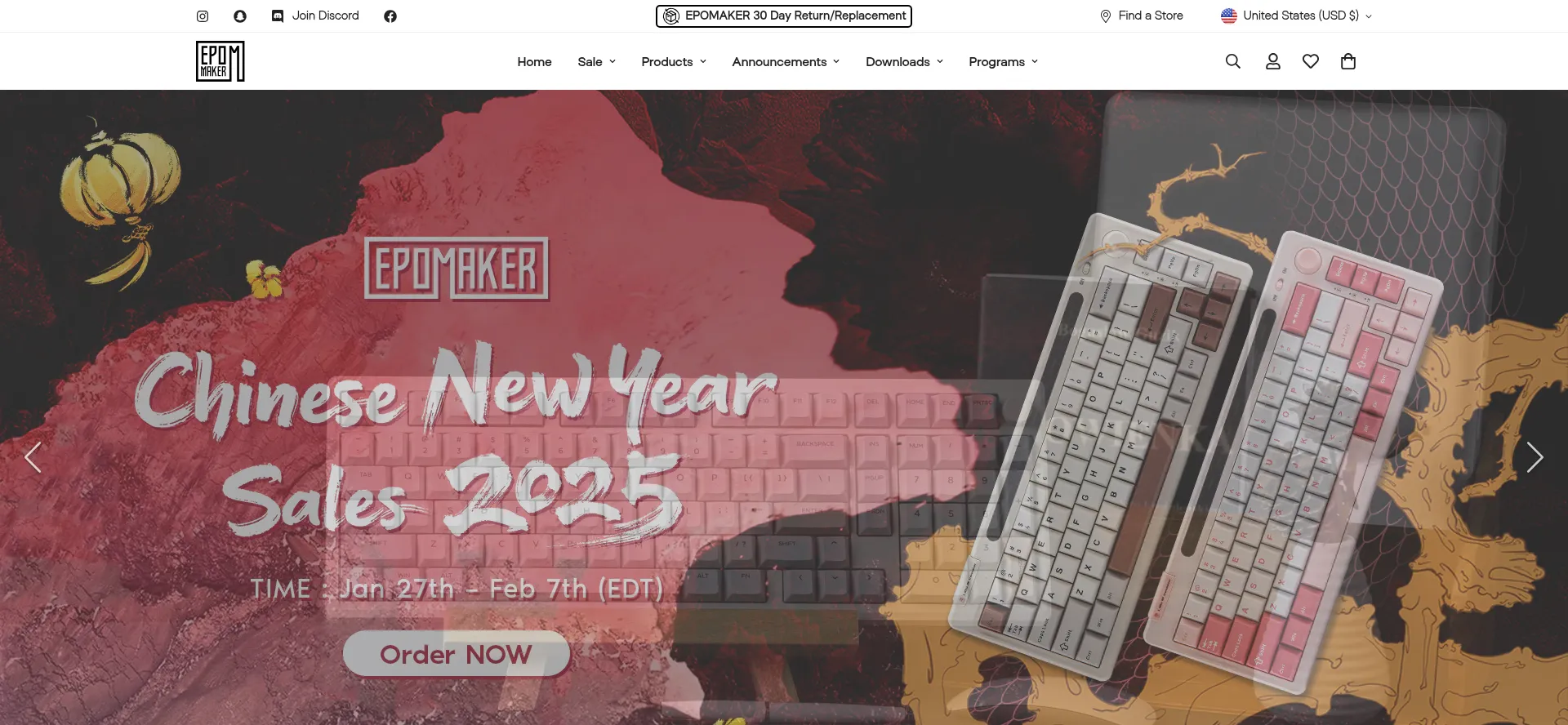 Website screenshot of Epomaker.com