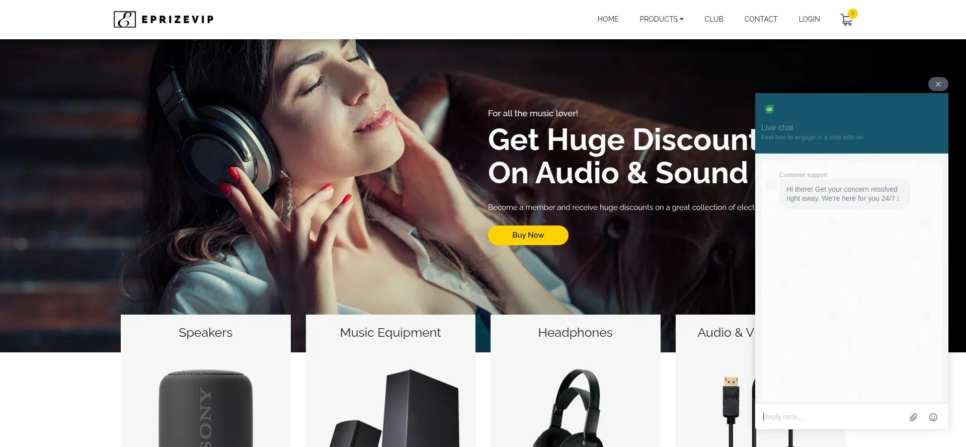 Website screenshot of Eprizevip.com