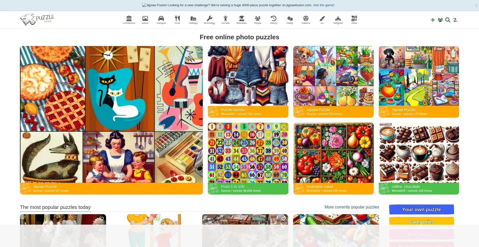 Website screenshot of Epuzzle.info