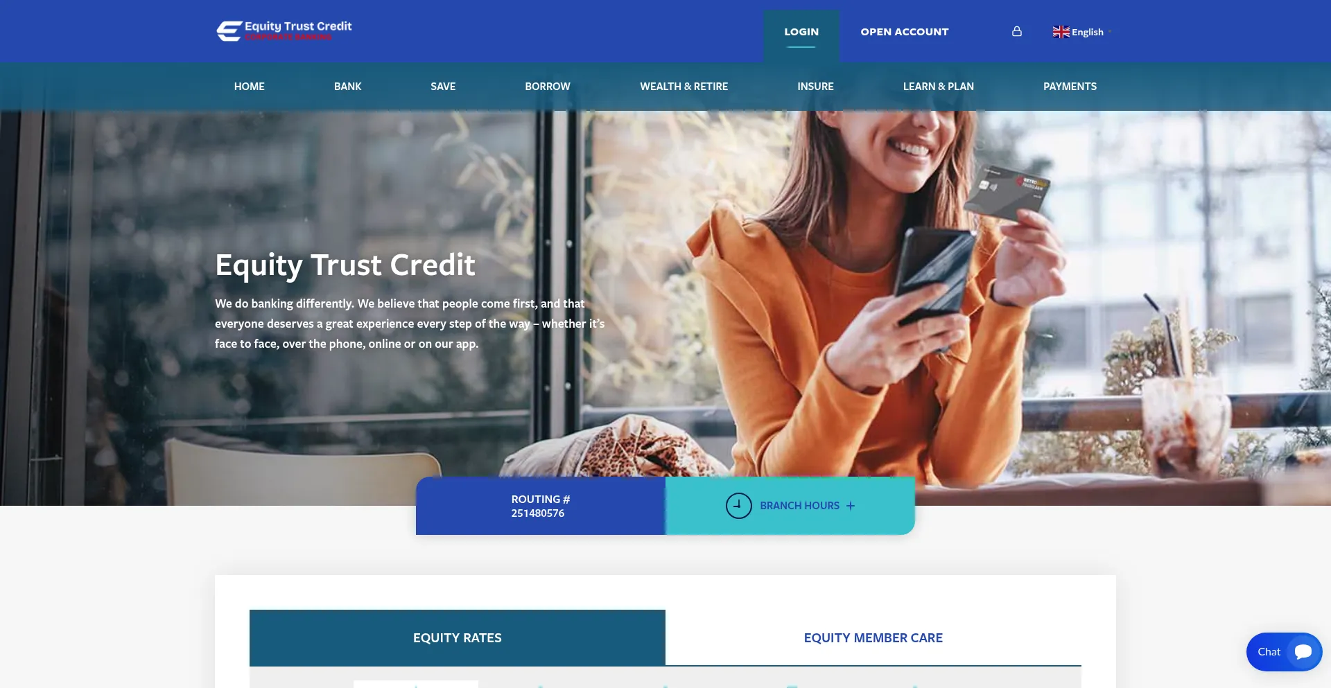Website screenshot of Equitytrustcredit.com
