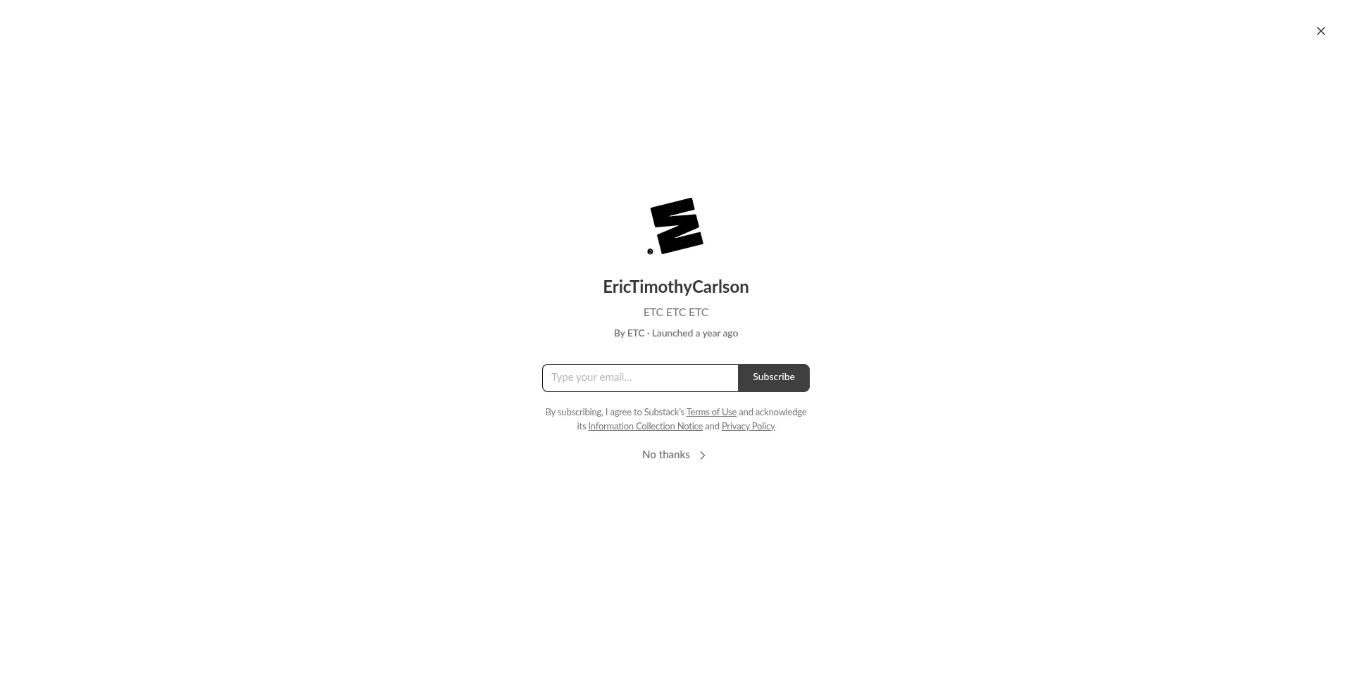 Erictimothycarlson.substack.com Screenshot
