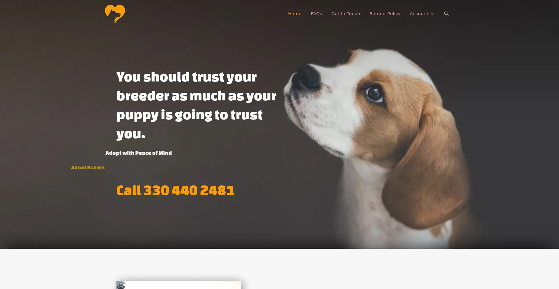 Website screenshot of Escrowpuppy.com