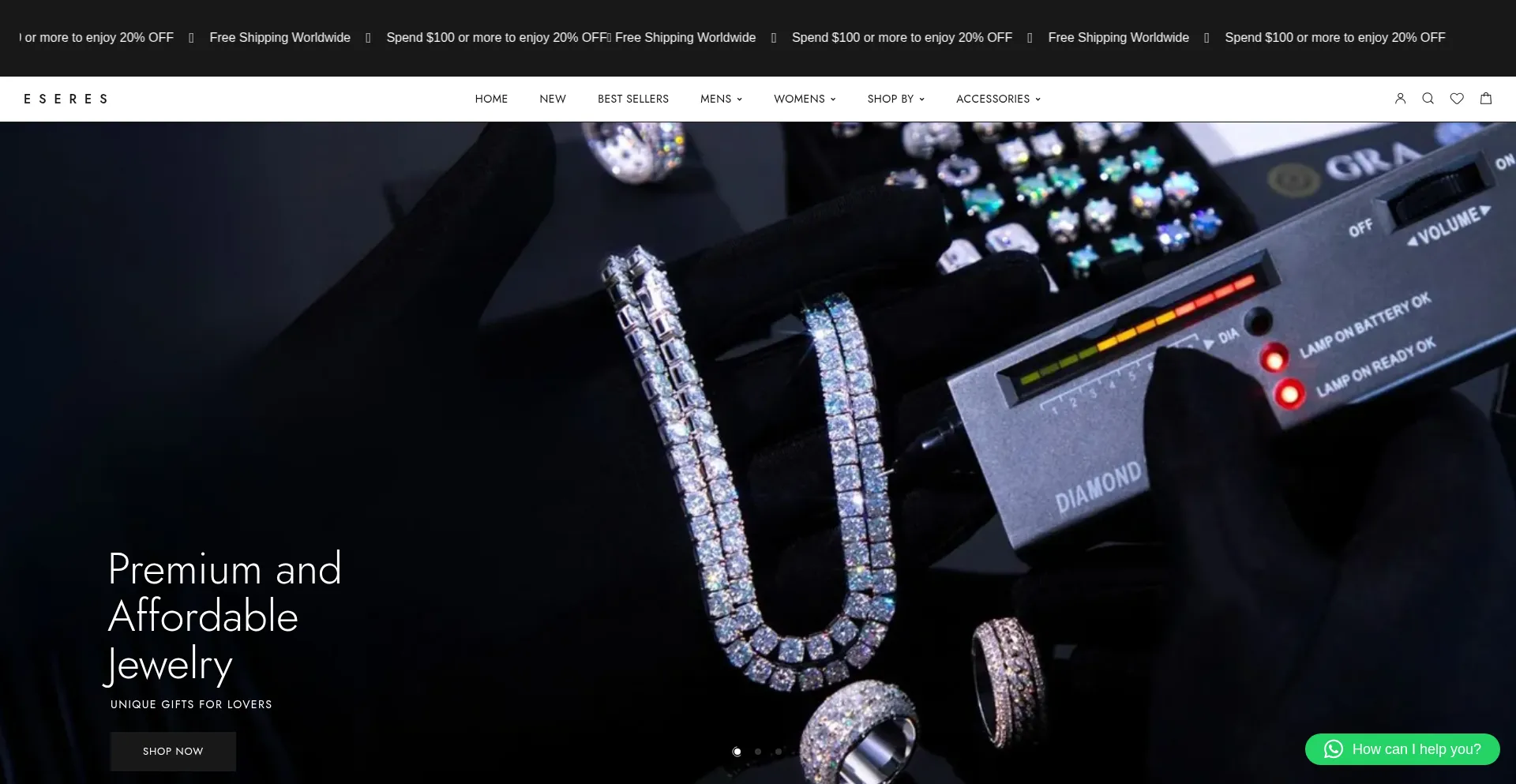Website screenshot of Eseresjewelry.com