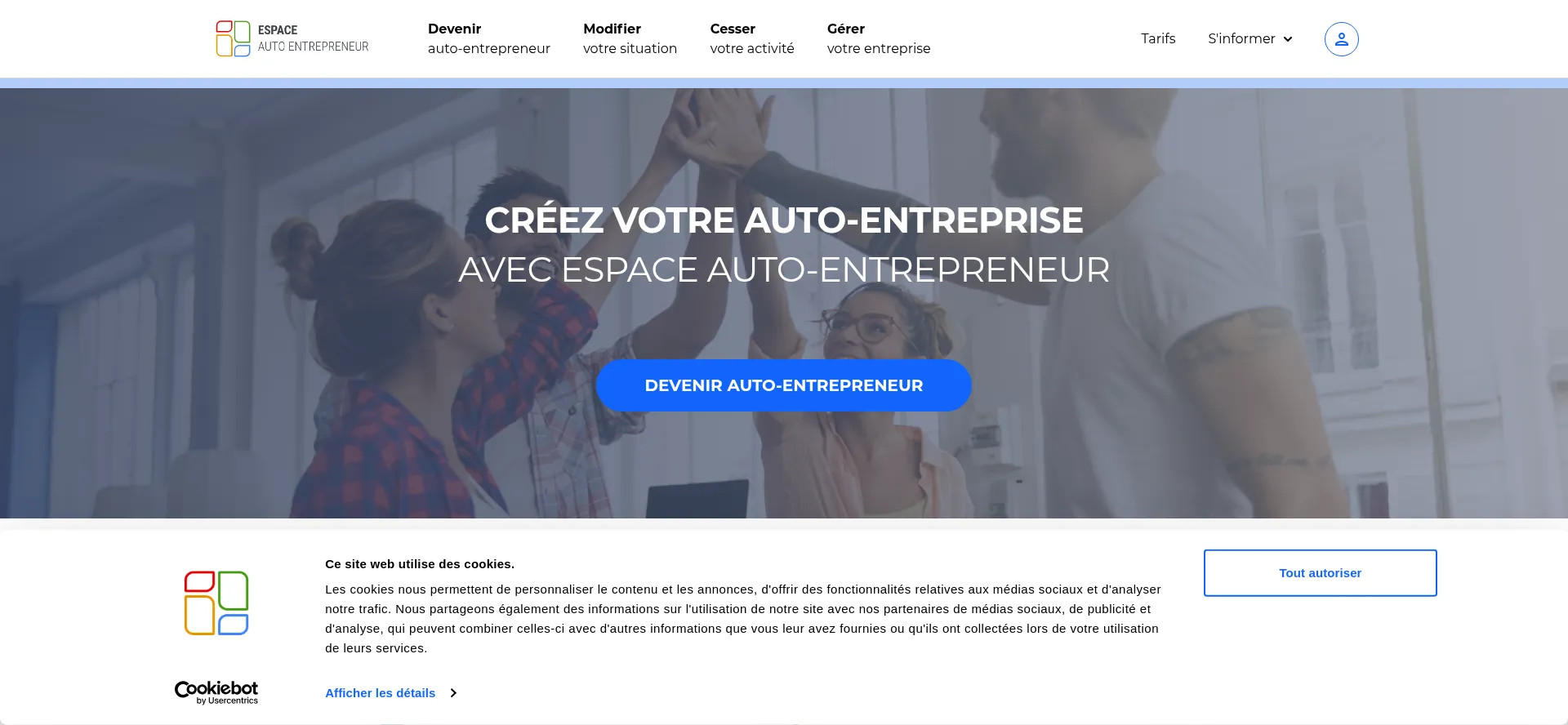 Website screenshot of Espace-autoentrepreneur.com