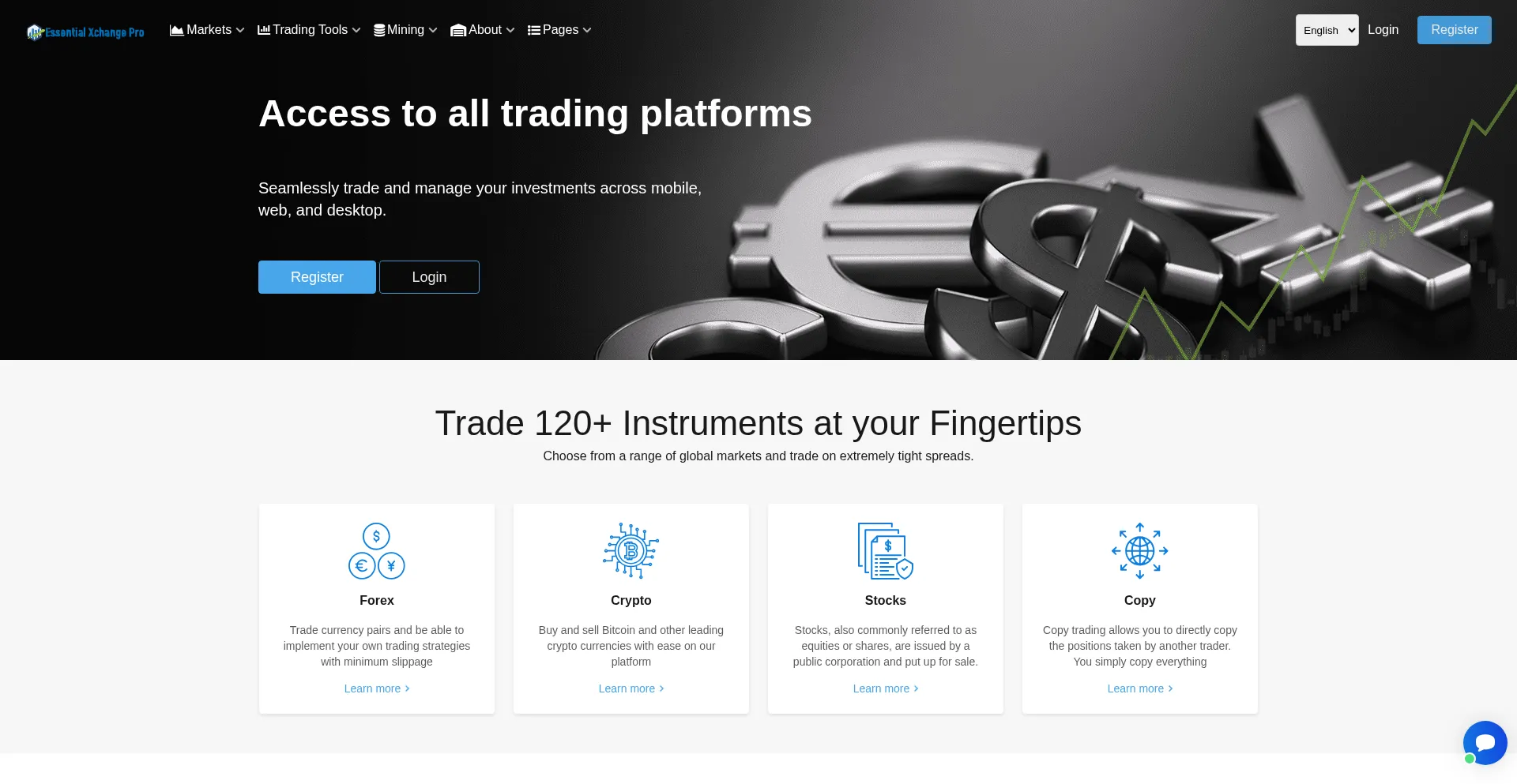 Website screenshot of Essentialxchangepro.com