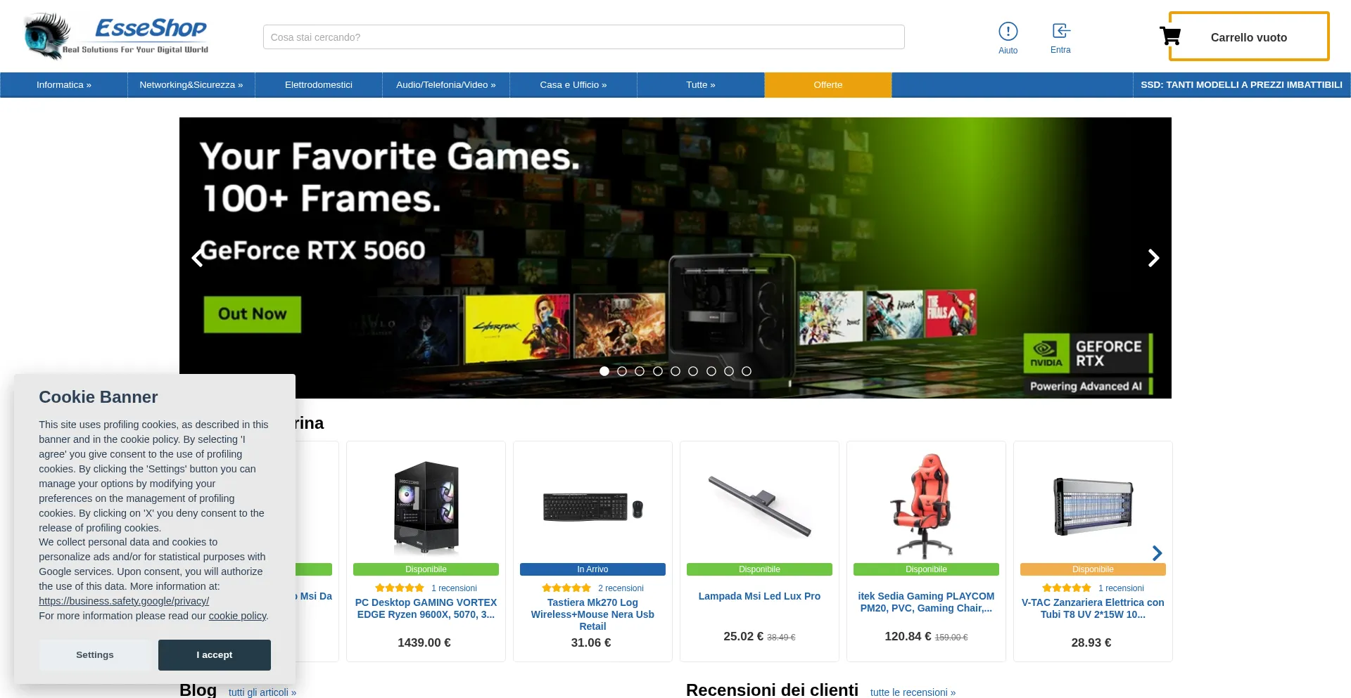 Website screenshot of Esseshop.it