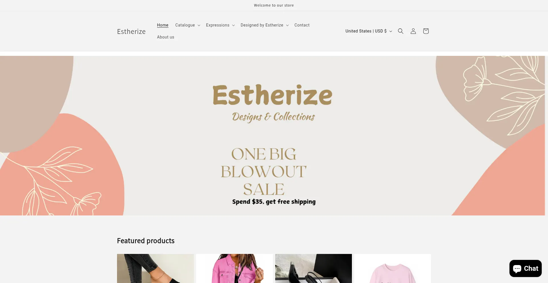 Website screenshot of Estherize.shop