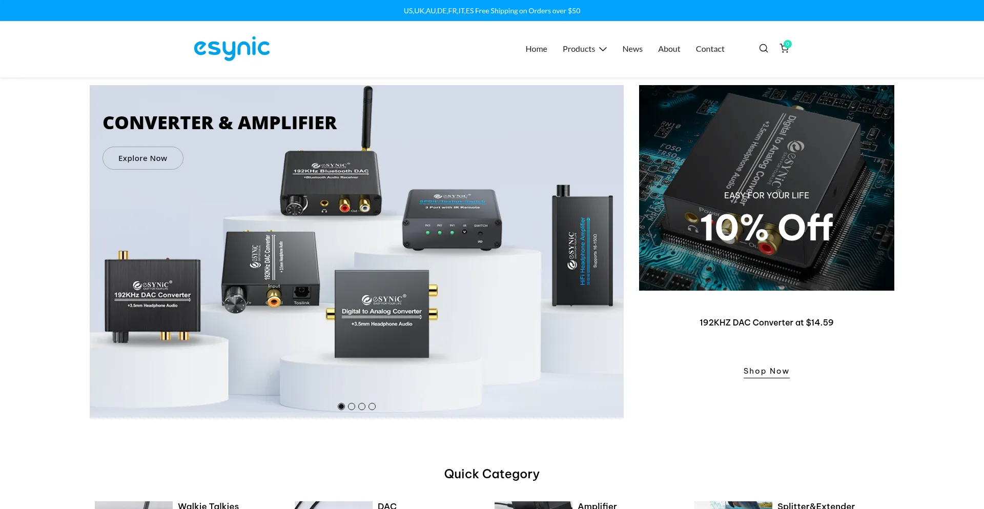 Website screenshot of Esynic.com