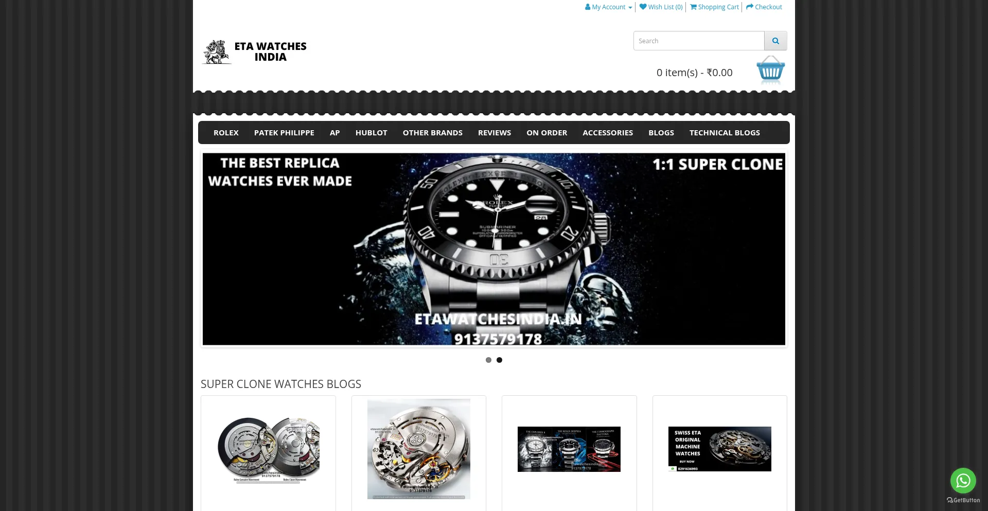 Website screenshot of Etawatchesindia.in