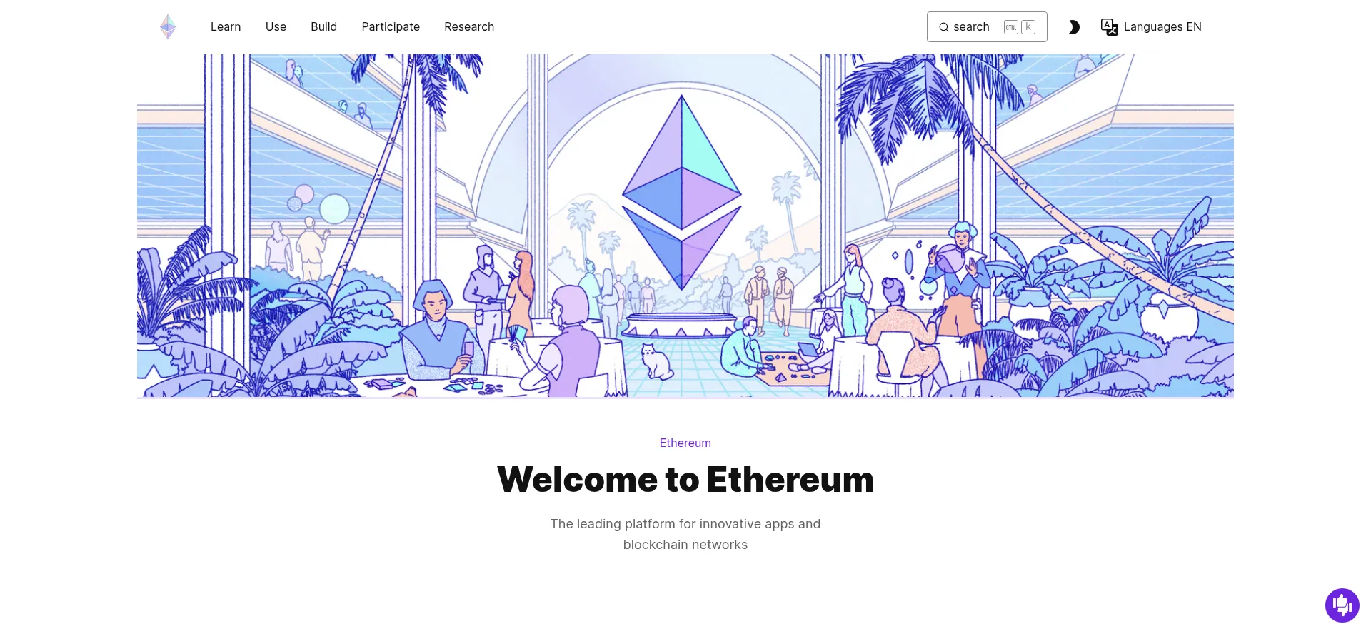 Website screenshot of Ethereum.org