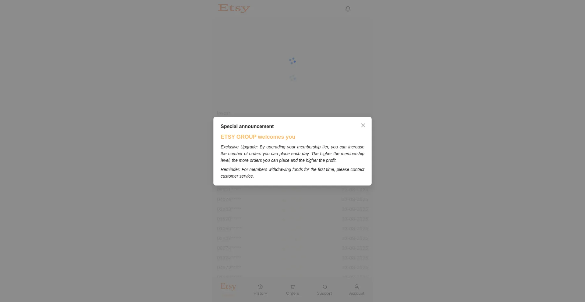 Website screenshot of Ettsyorder.com