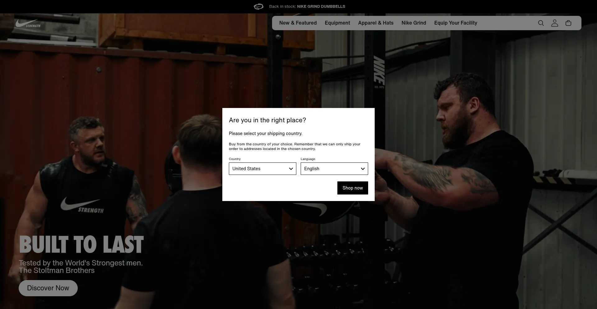 Website screenshot of Eu.nikestrength.com