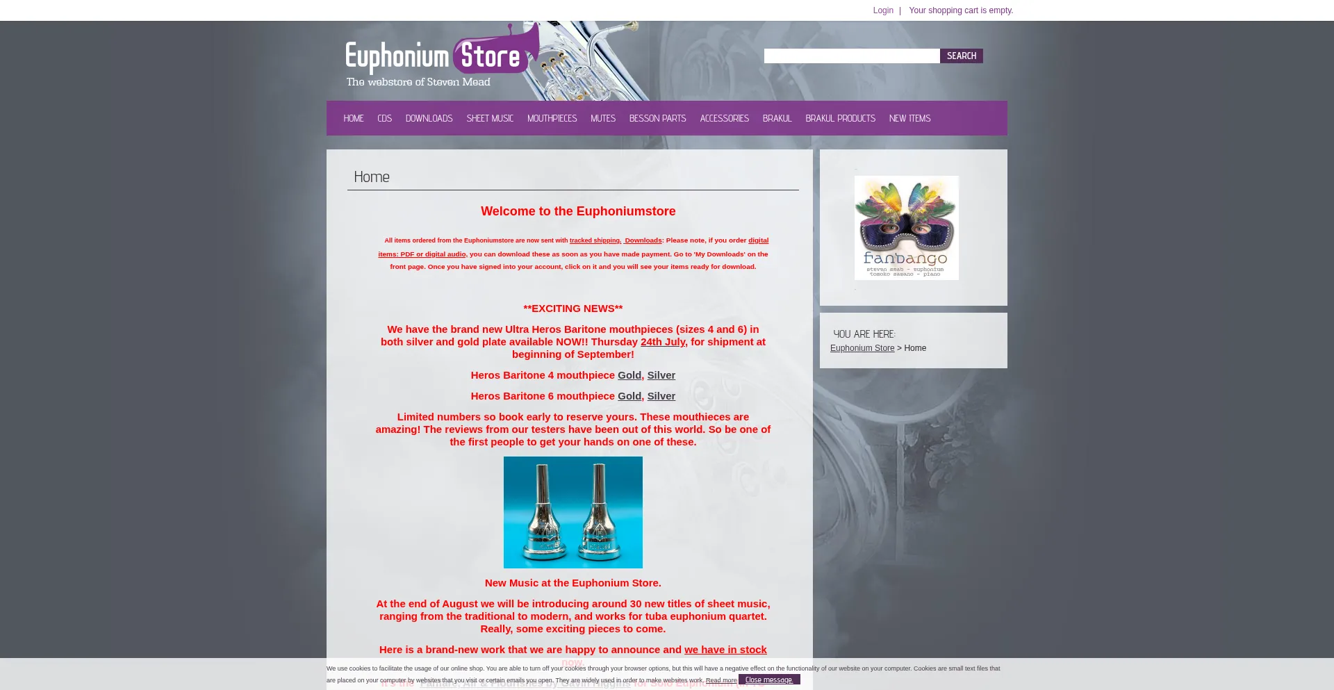Website screenshot of Euphoniumstore.net