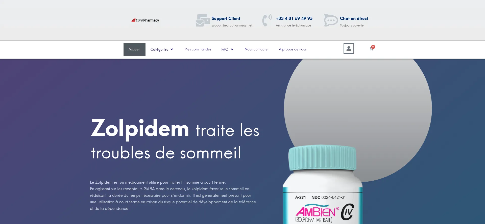 Website screenshot of Europharmacy.net