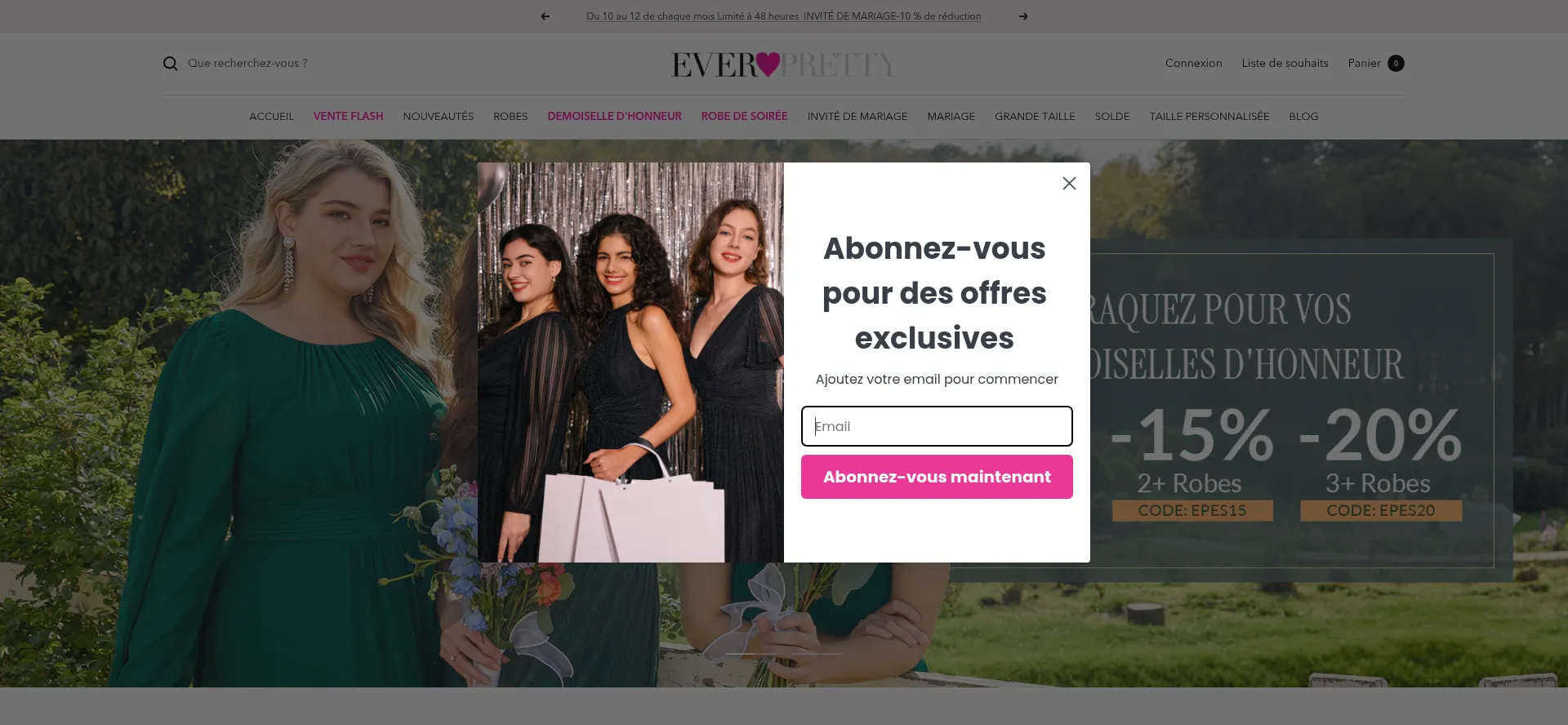 Website screenshot of Ever-pretty.fr