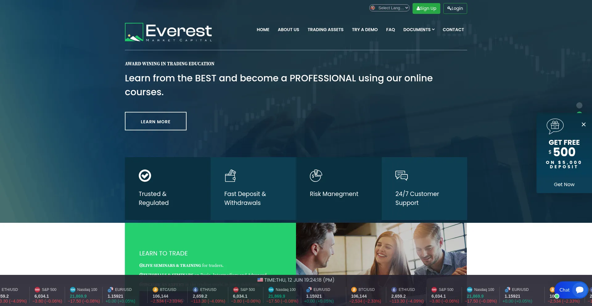Website screenshot of Everestmarketcapital.com