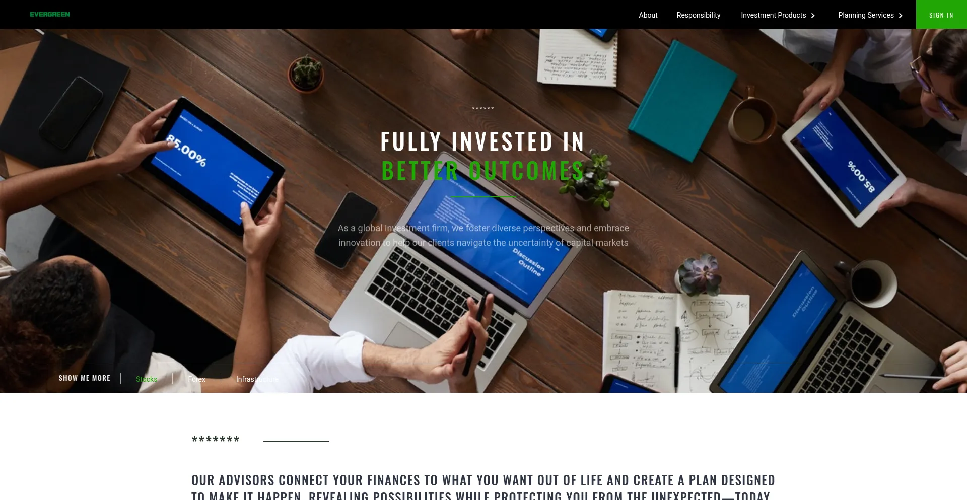 Website screenshot of Evergreen-trade.com