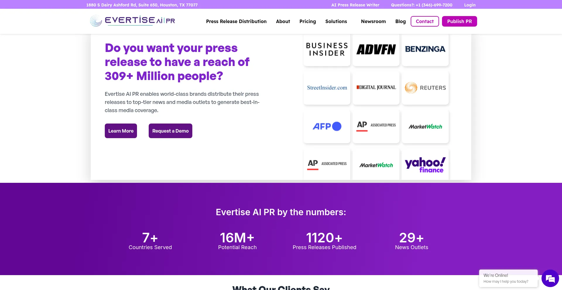 Website screenshot of Evertise.net