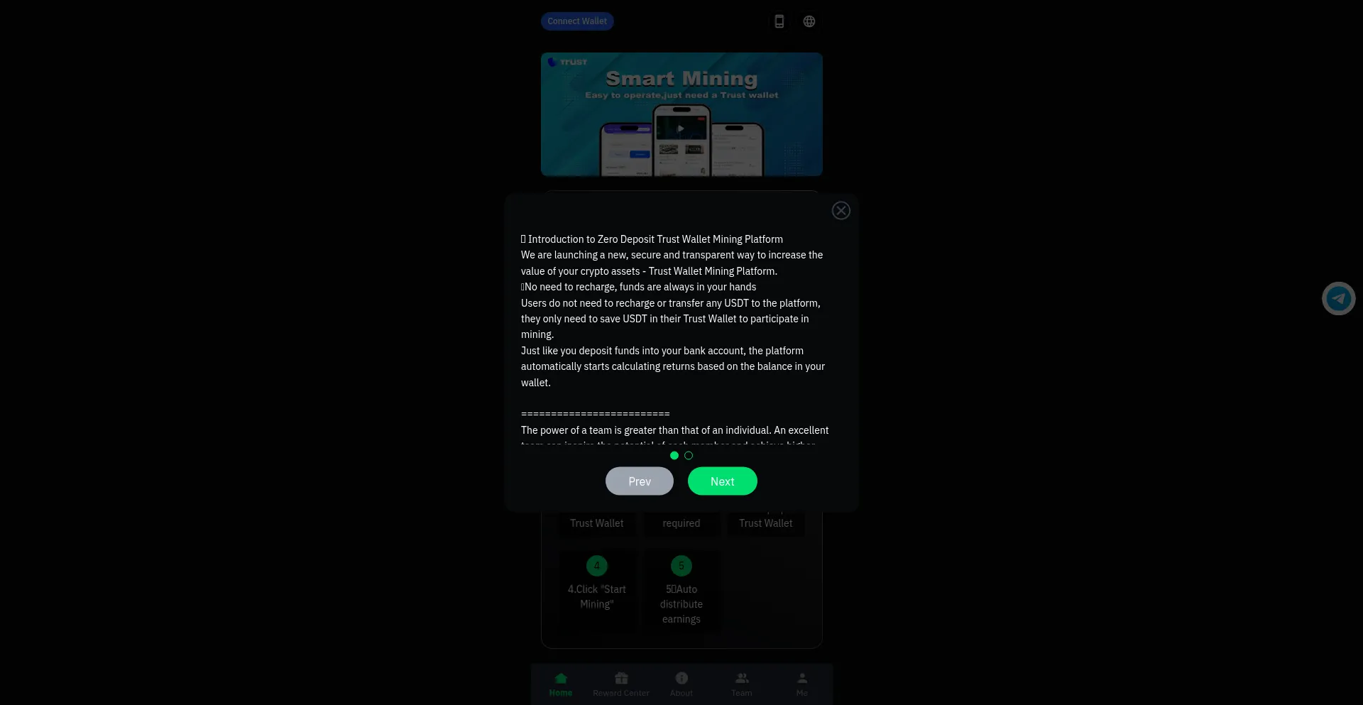 Website screenshot of Evmmining.vip