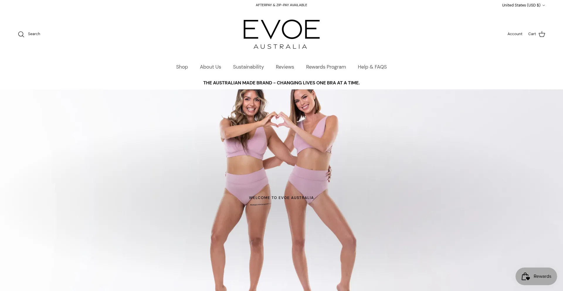 Website screenshot of Evoeaustralia.com