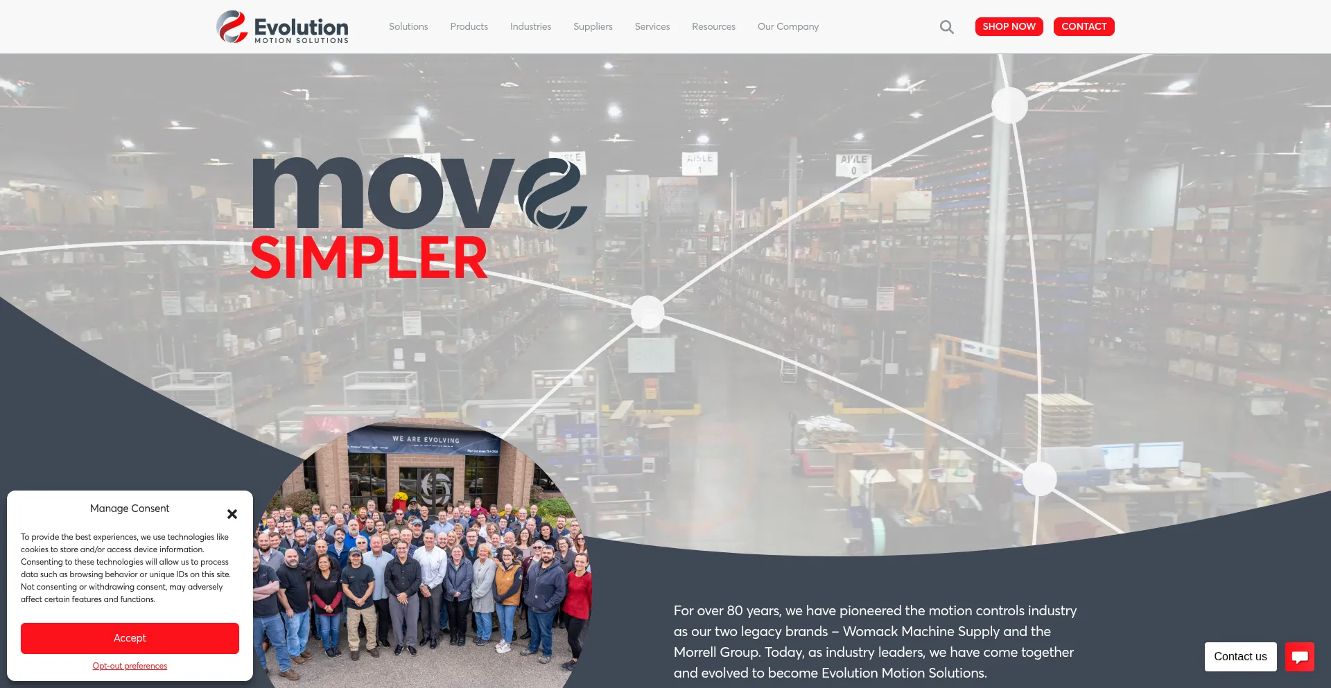 Website screenshot of Evolutionmotion.com