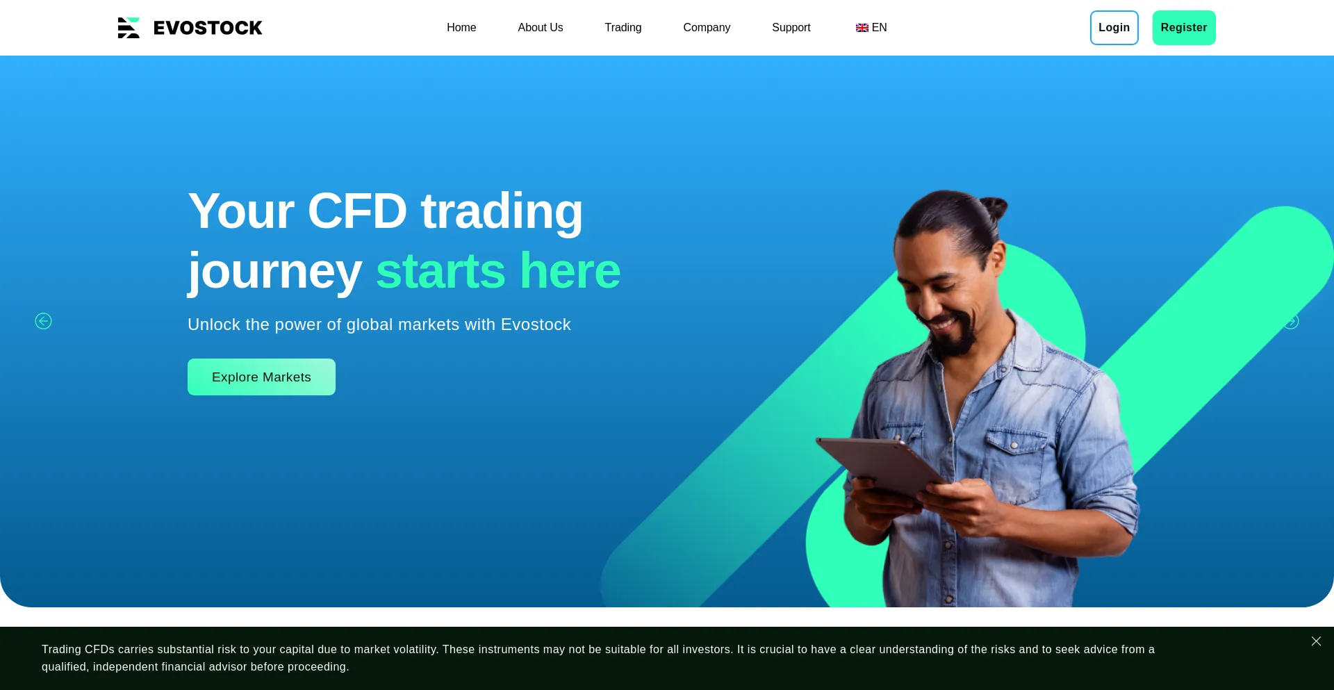 Website screenshot of Evostock.com