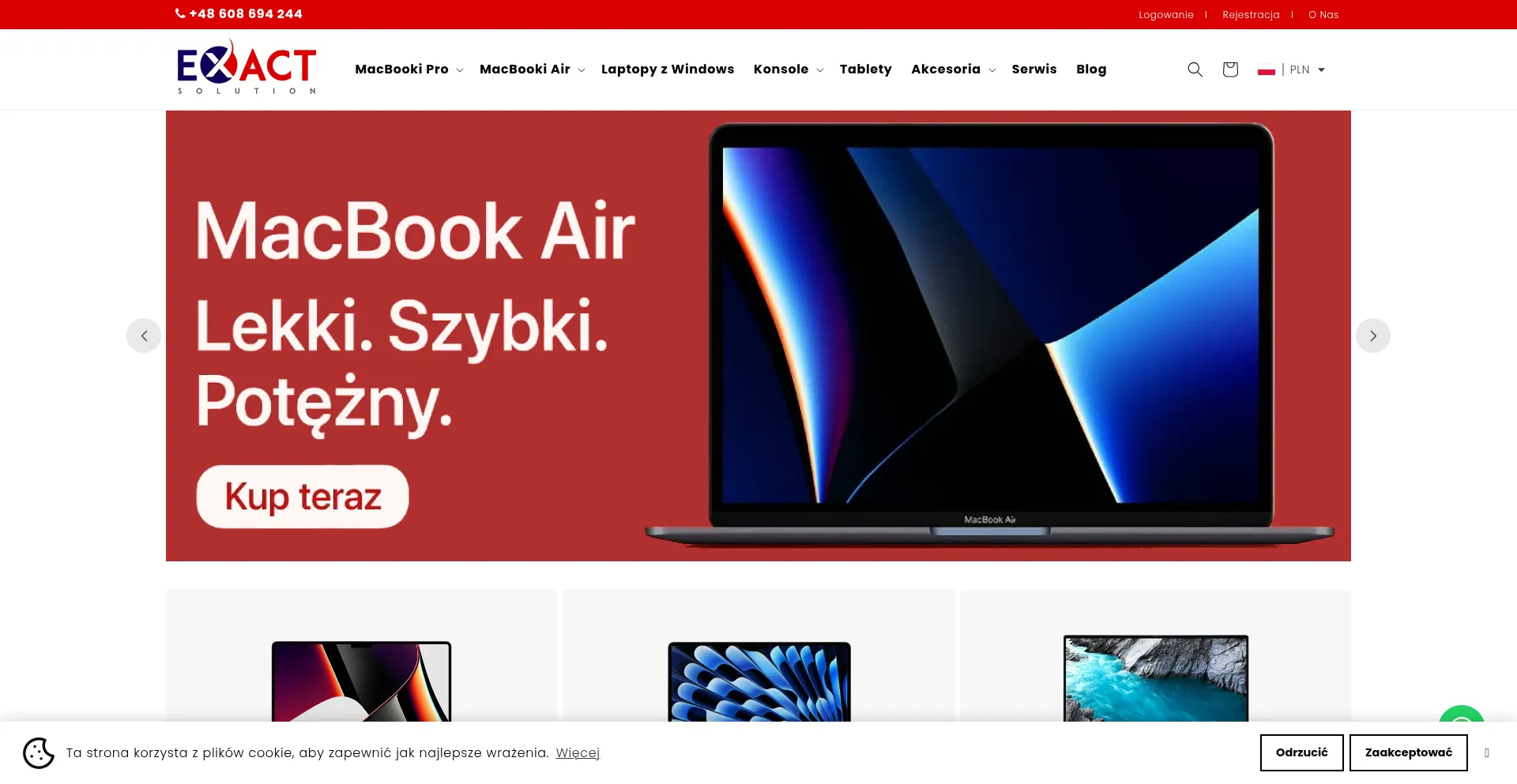 Website screenshot of Exactsolutions.pl