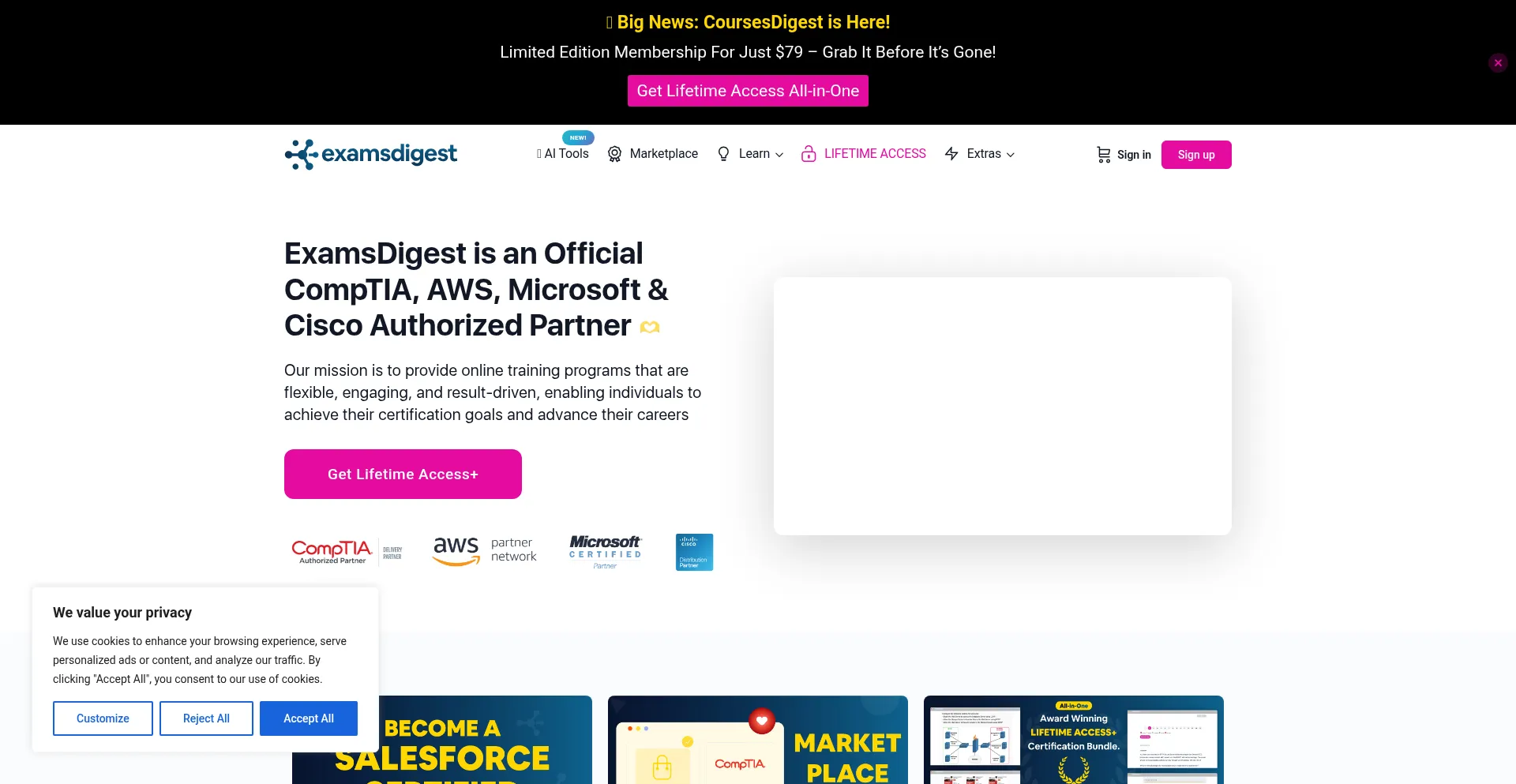 Website screenshot of Examsdigest.com