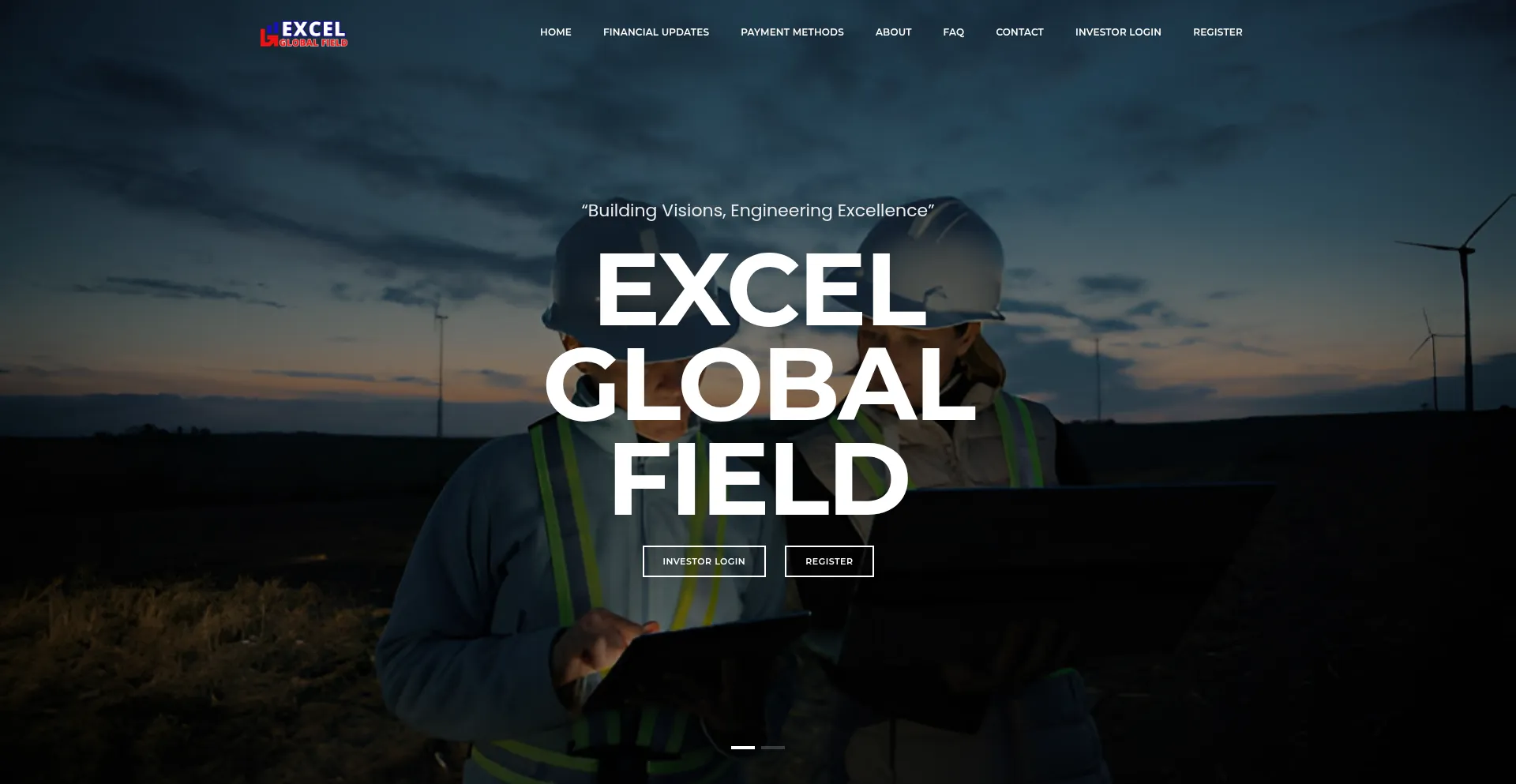 Website screenshot of Excelglobalfield.com
