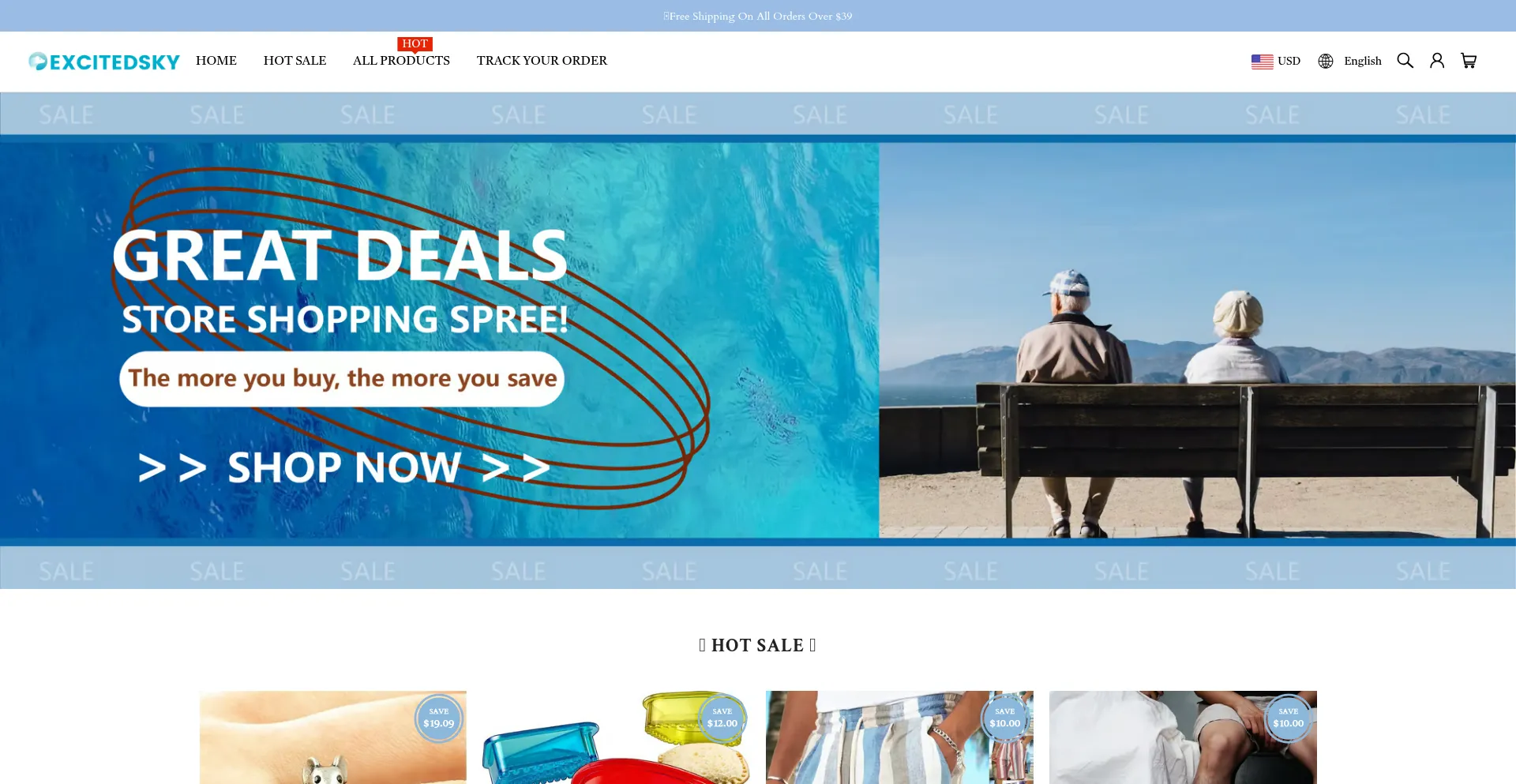 Website screenshot of Excitedsky.com